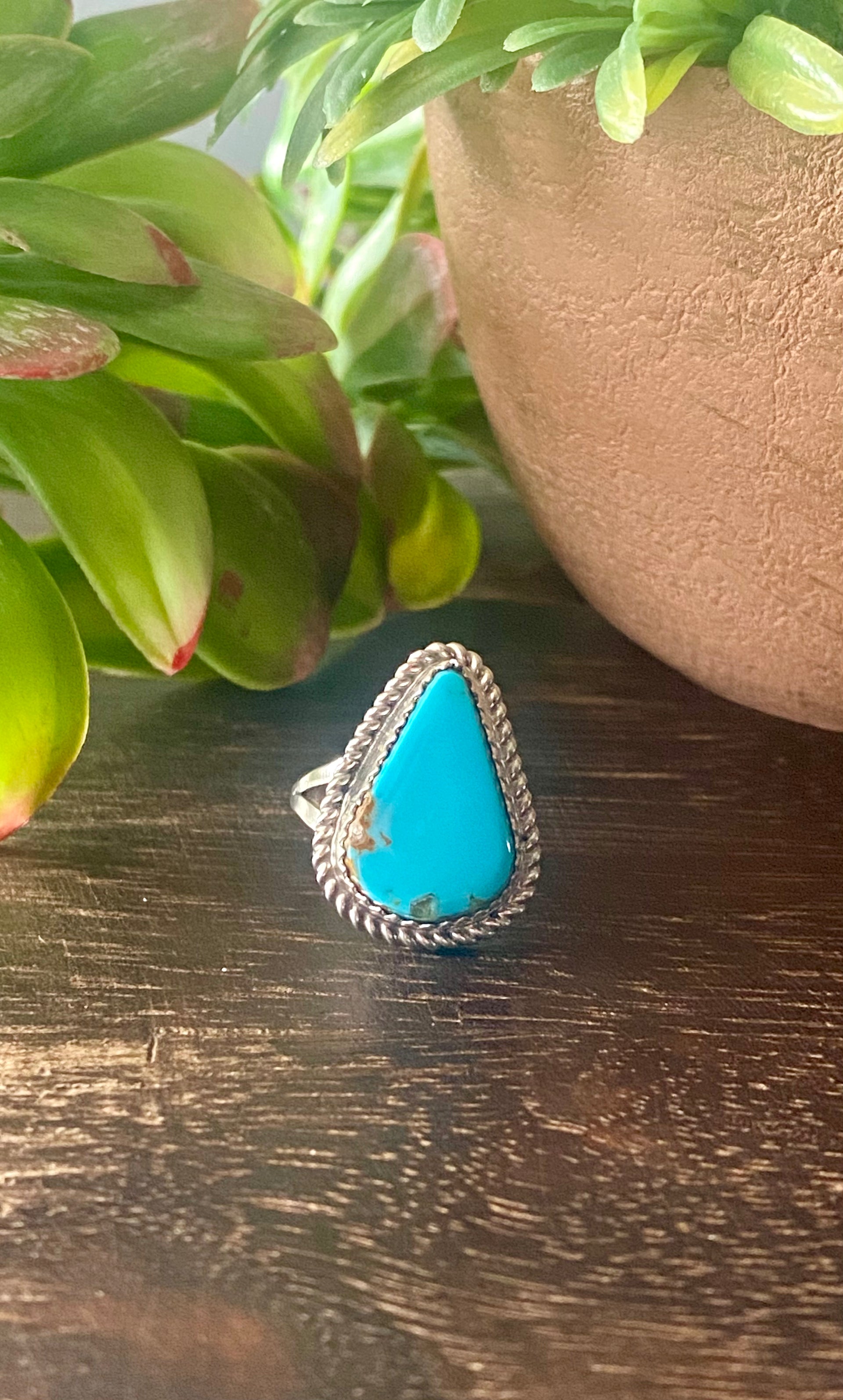 Reda Galvan South Hill Turquoise & Sterling Silver Ring Size 5.5