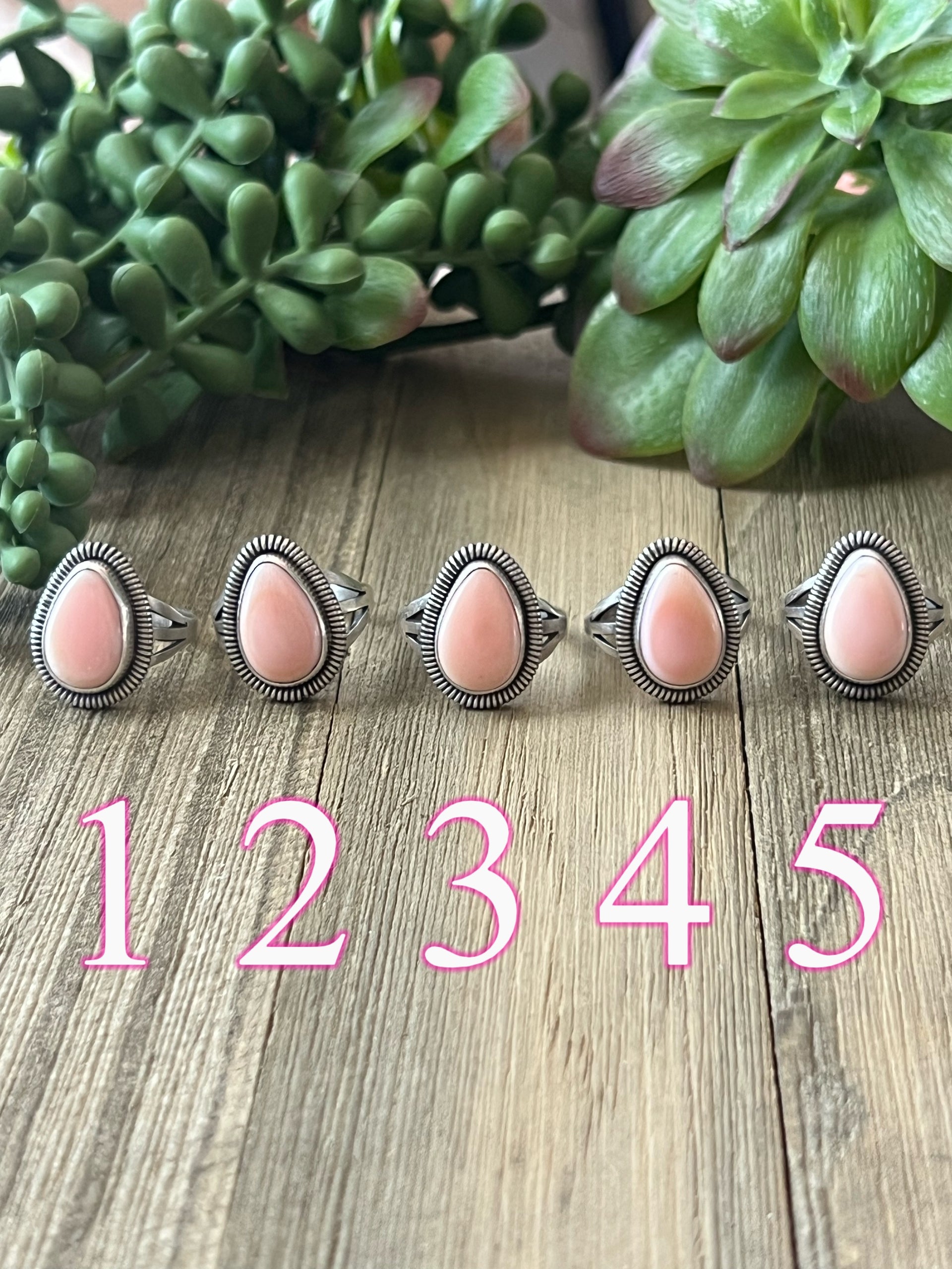 Navajo Made Pink Conch & Sterling Silver Ring