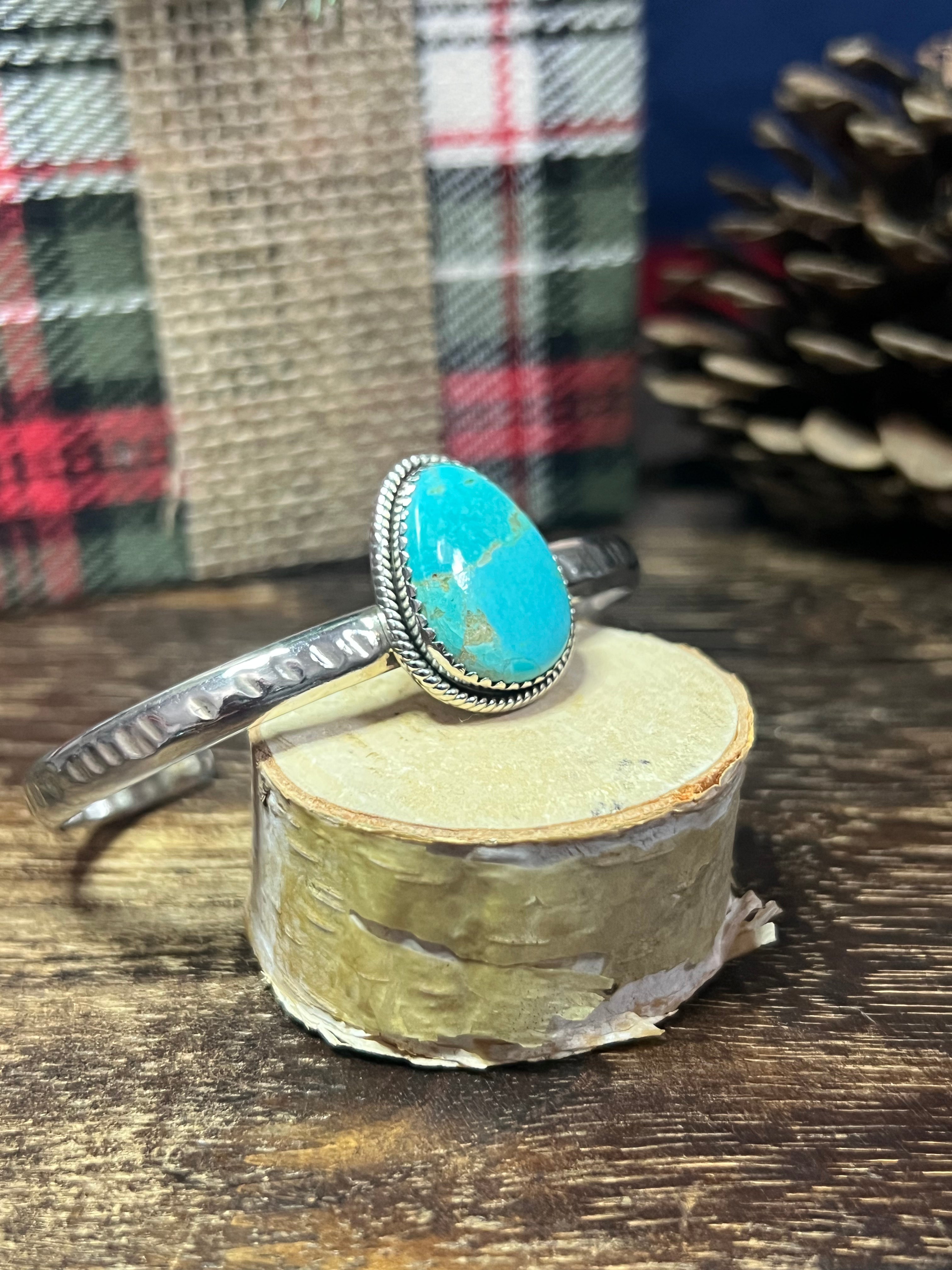 #8 Southwest Made Kingman Turquoise & Sterling Silver Cuff Bracelet