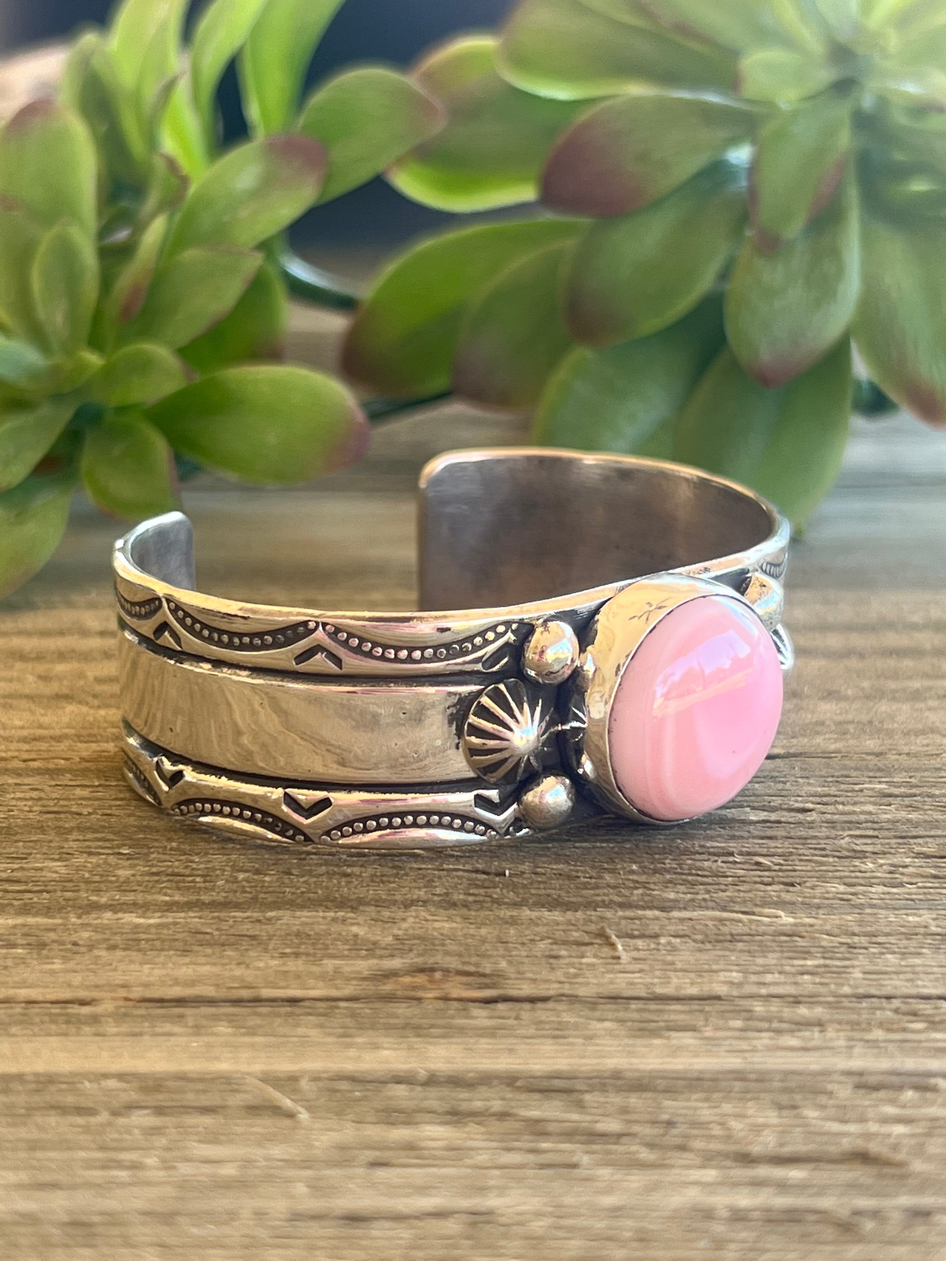 Chimney Butte Pink Conch & Sterling Silver Cuff Bracelet