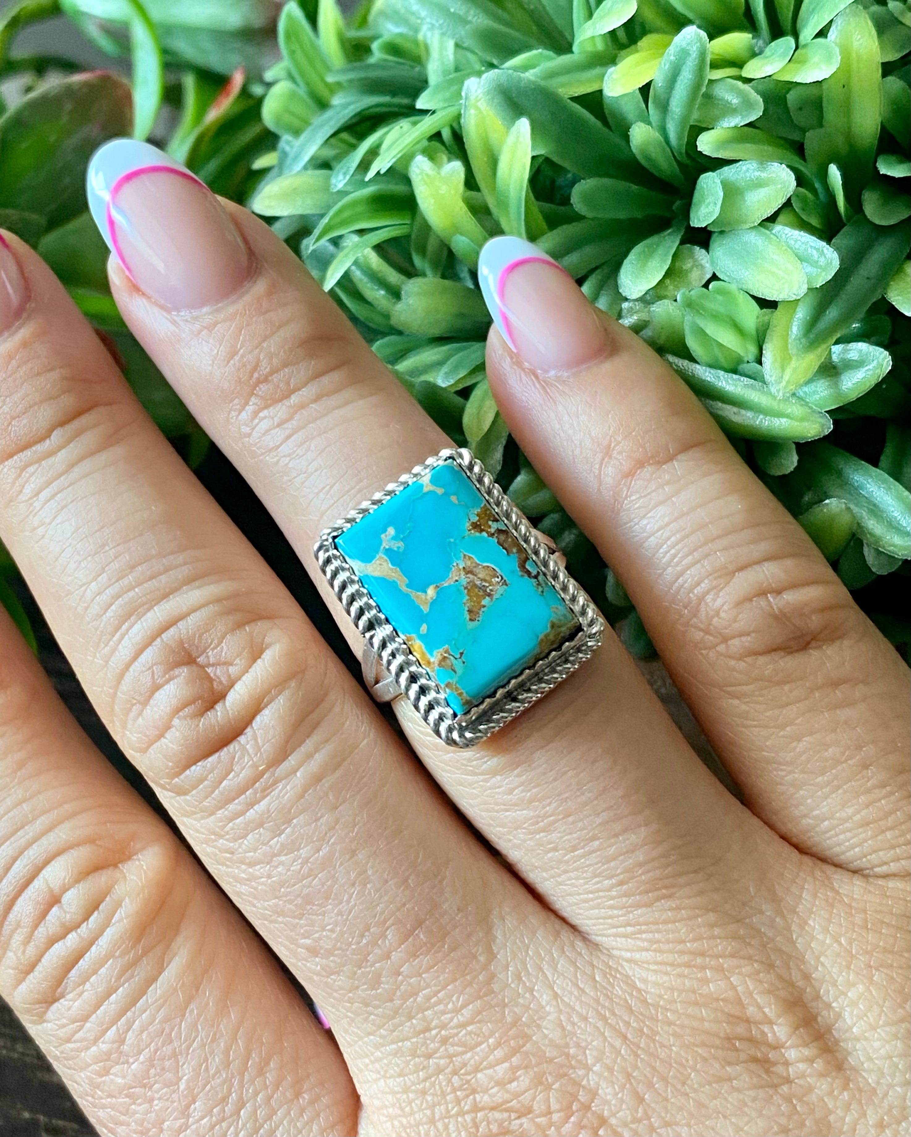 Reda Galvan Royston Turquoise & Sterling Silver Ring Size 8