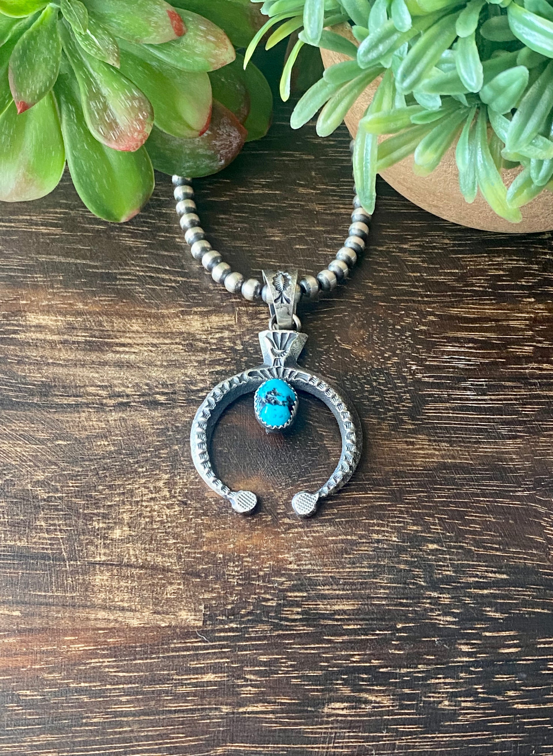 Kevin Billah Kingman Turquoise & Sterling Silver Naja Pendant
