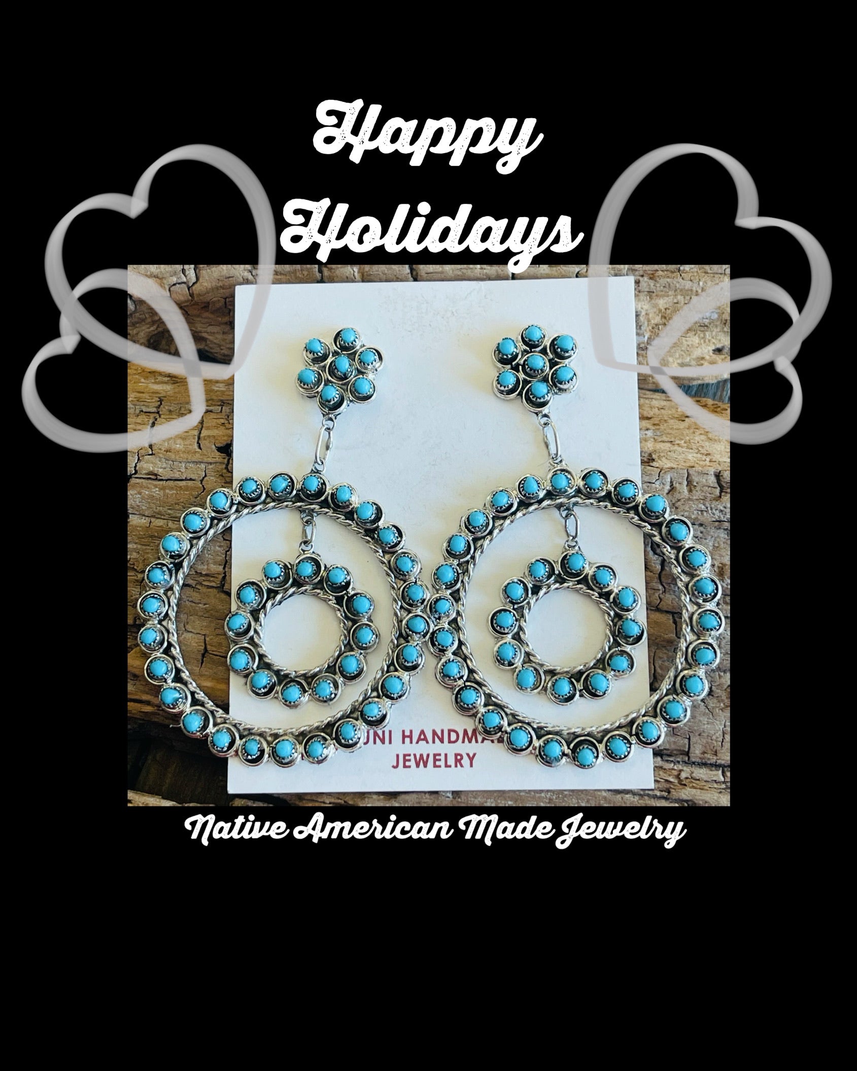 Zuni Turquoise & Sterling Silver Petit Point Dangle Earrings