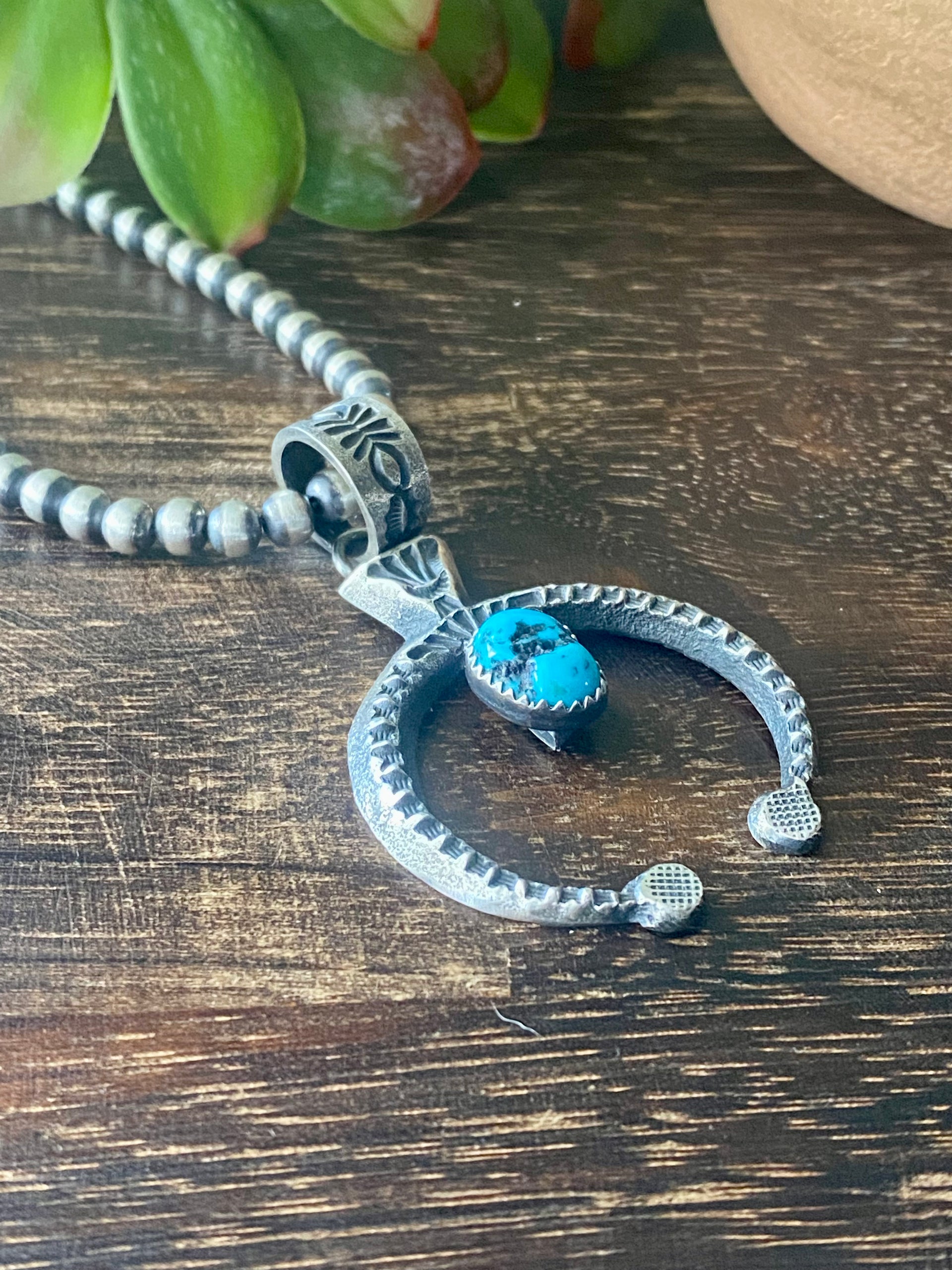 Kevin Billah Kingman Turquoise & Sterling Silver Naja Pendant