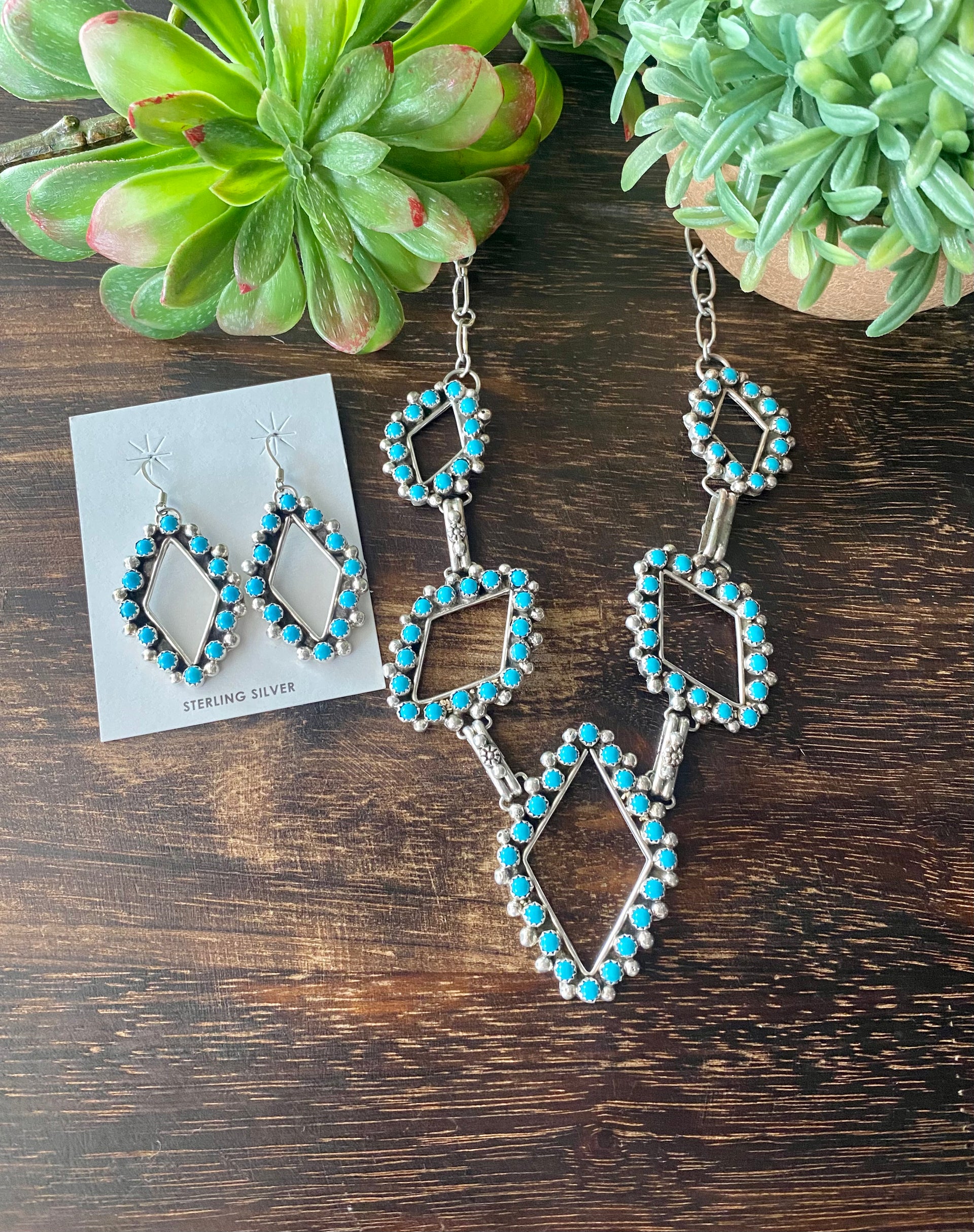 Navajo Made Sterling Silver Necklace Set