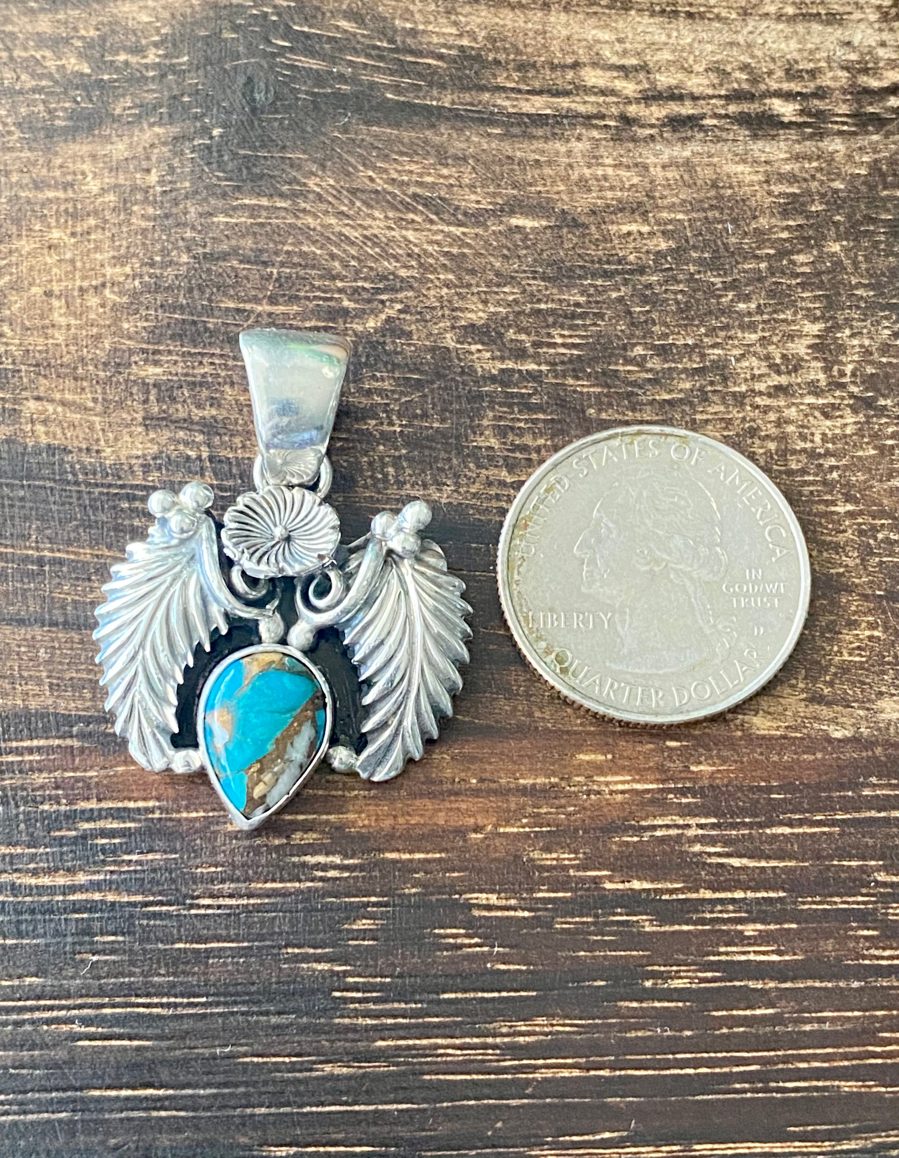 Eli Skeets Mohave Turquoise & Sterling Silver Pendant