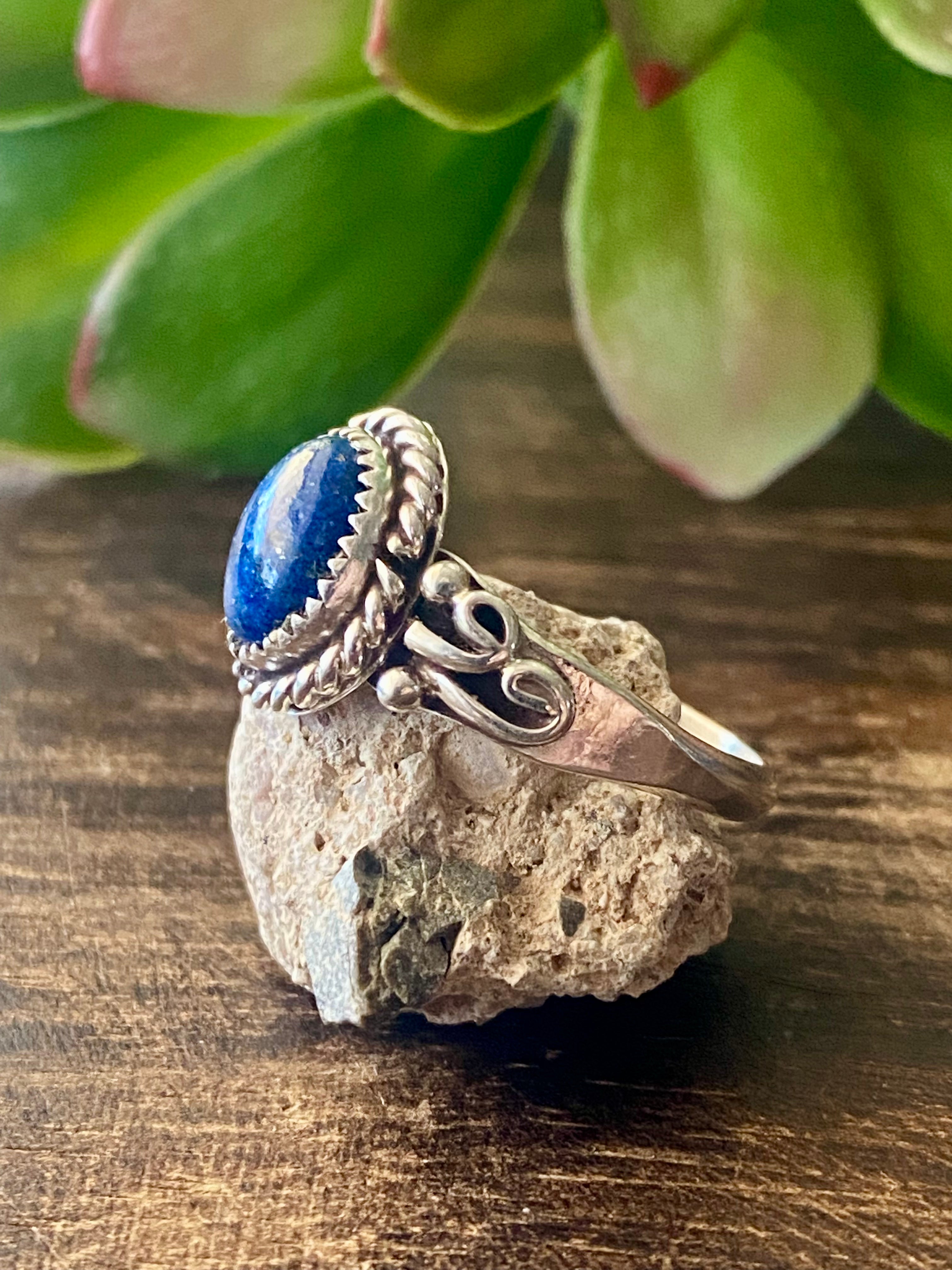 Navajo Made Lapis & Sterling Silver Ring