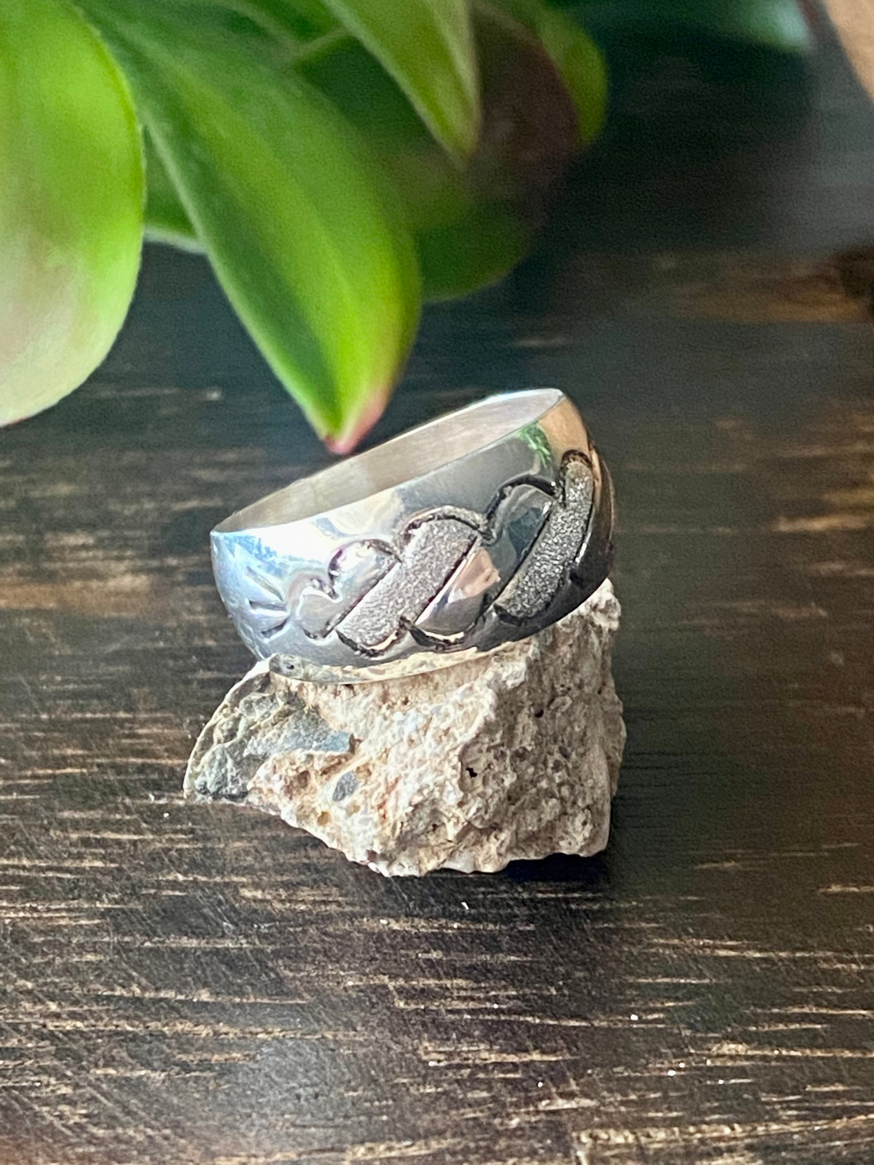Navajo Made Sterling Silver Band Ring Size 8.5