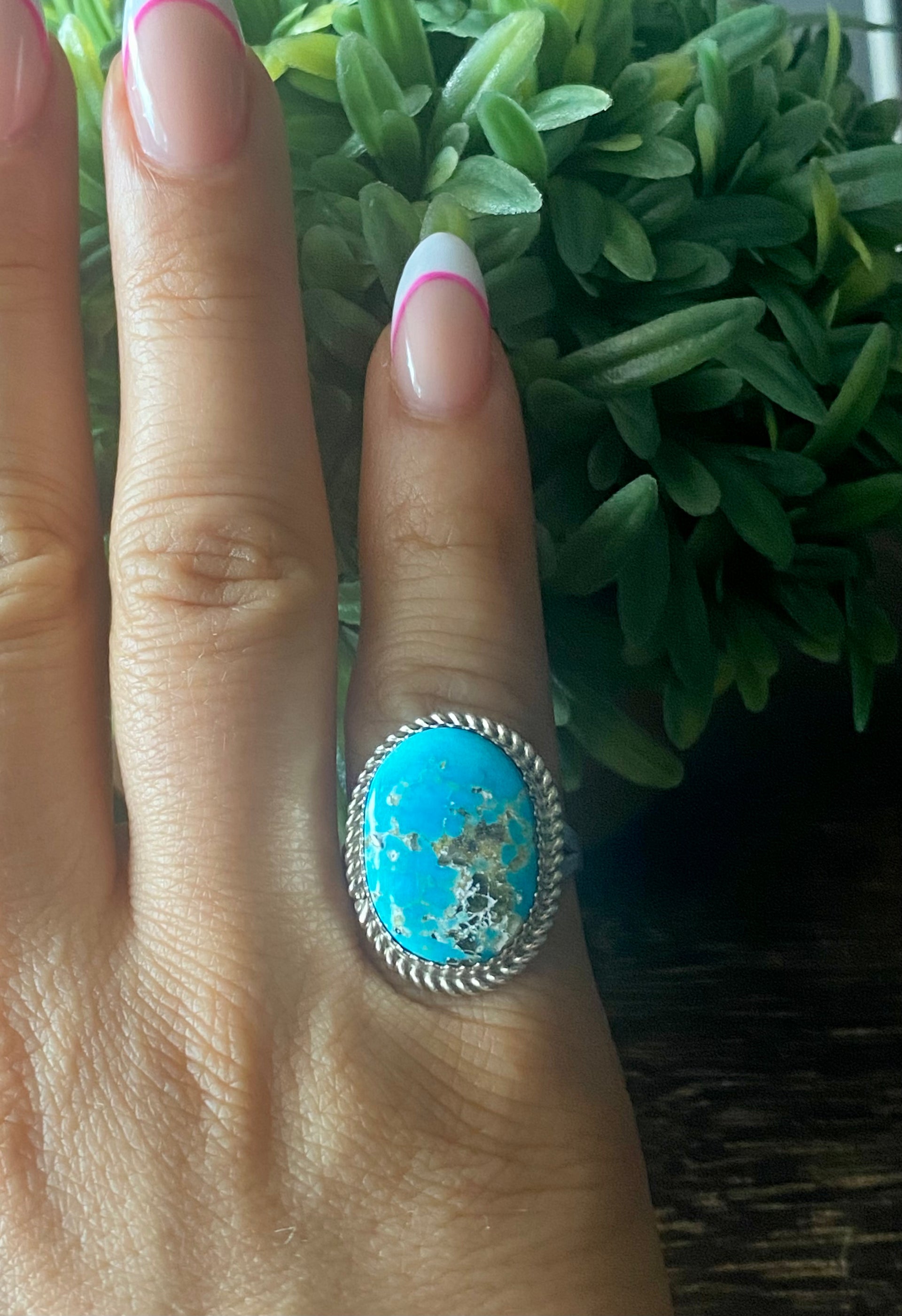 Reda Galvan South Hill Turquoise & Sterling Silver Ring Size 7.75