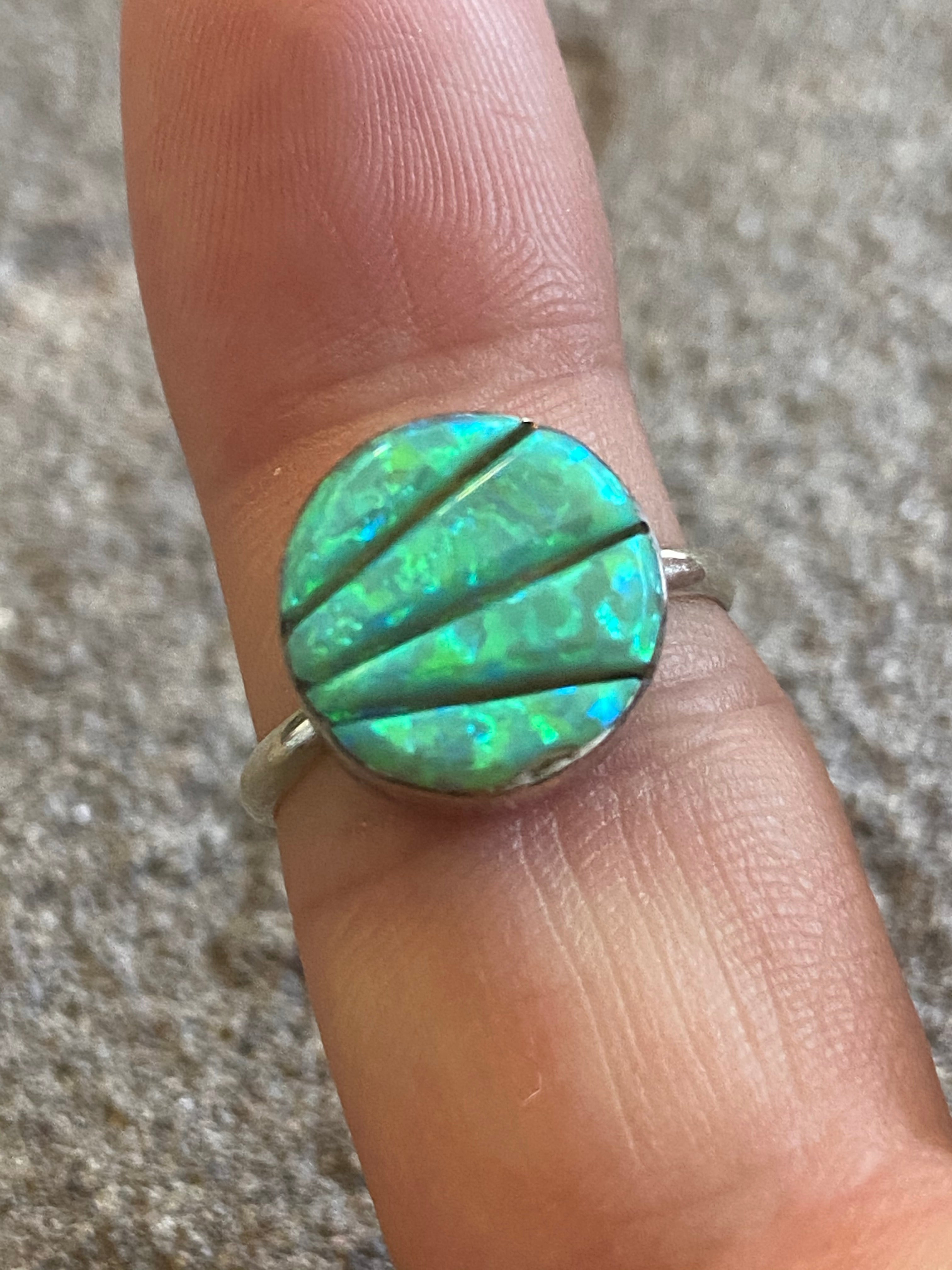 Navajo Opal & Sterling Silver Ring Size 4.25