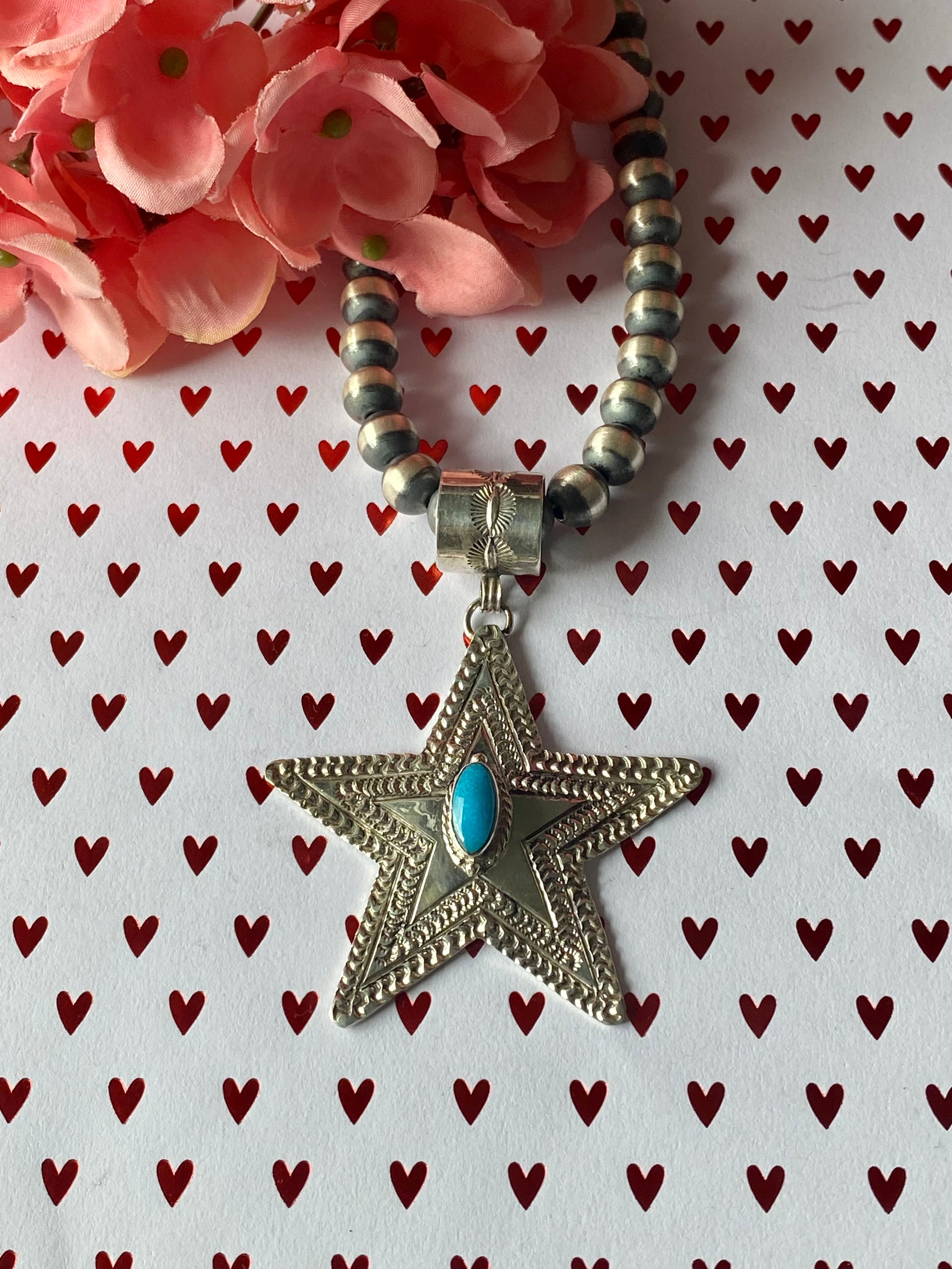 June Deligarito Kingman Turquoise & Sterling Silver Star Pendant