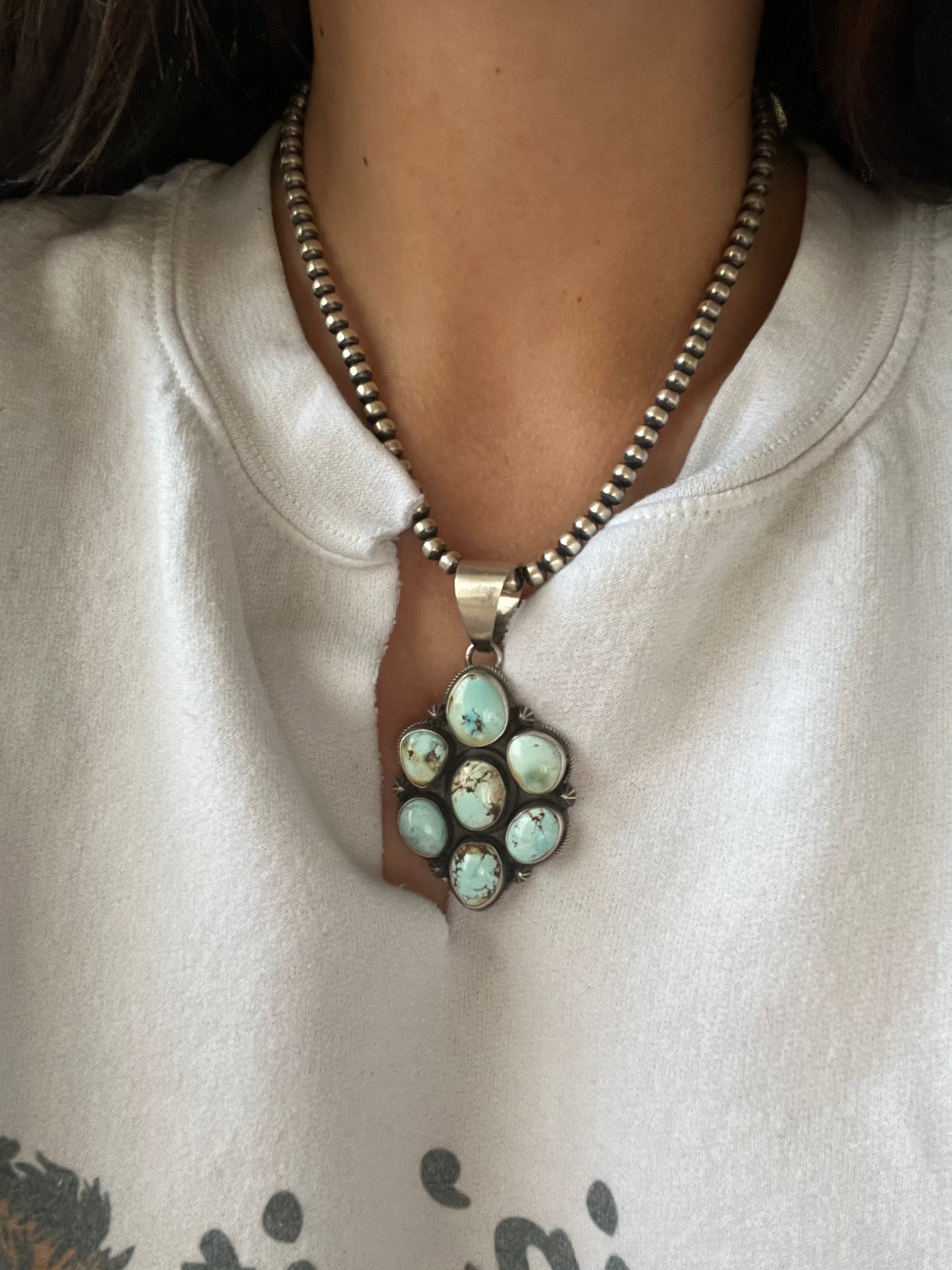 Dave Smith Golden Hills Turquoise & Sterling Silver Cluster Pendant