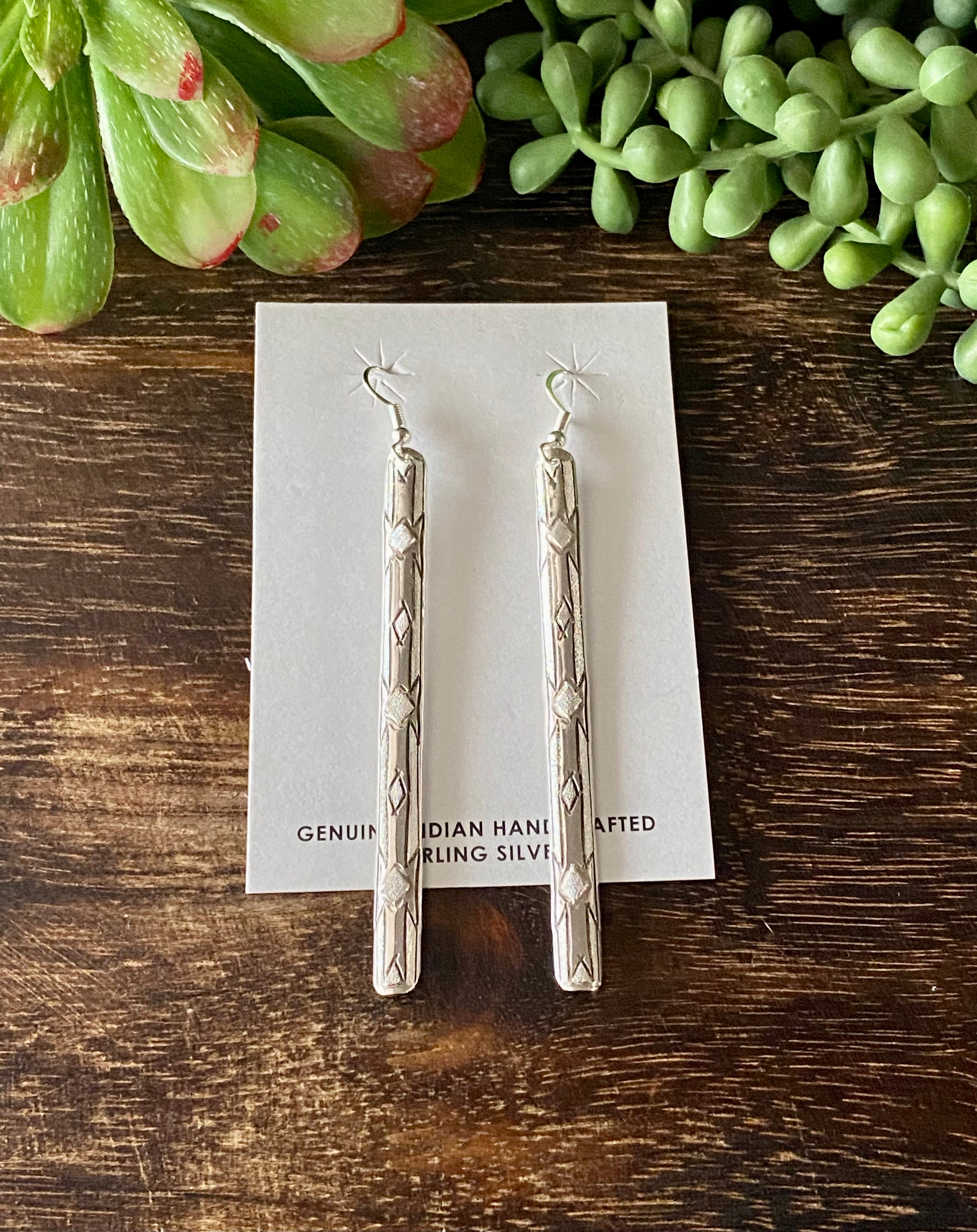 Navajo Made Sterling Silver Dangle Earrings