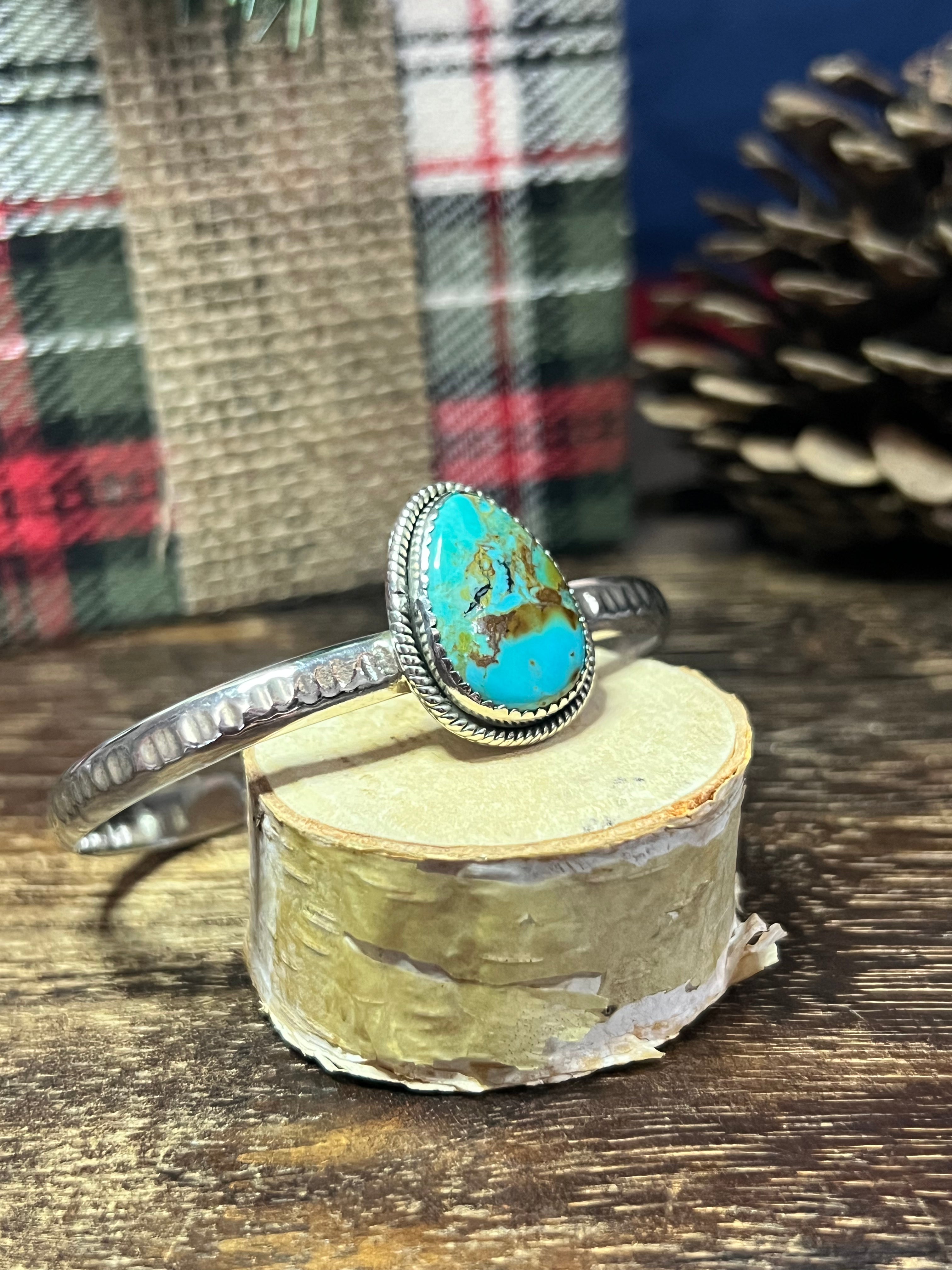 #9 Southwest Made Kingman Turquoise & Sterling Silver Cuff Bracelet