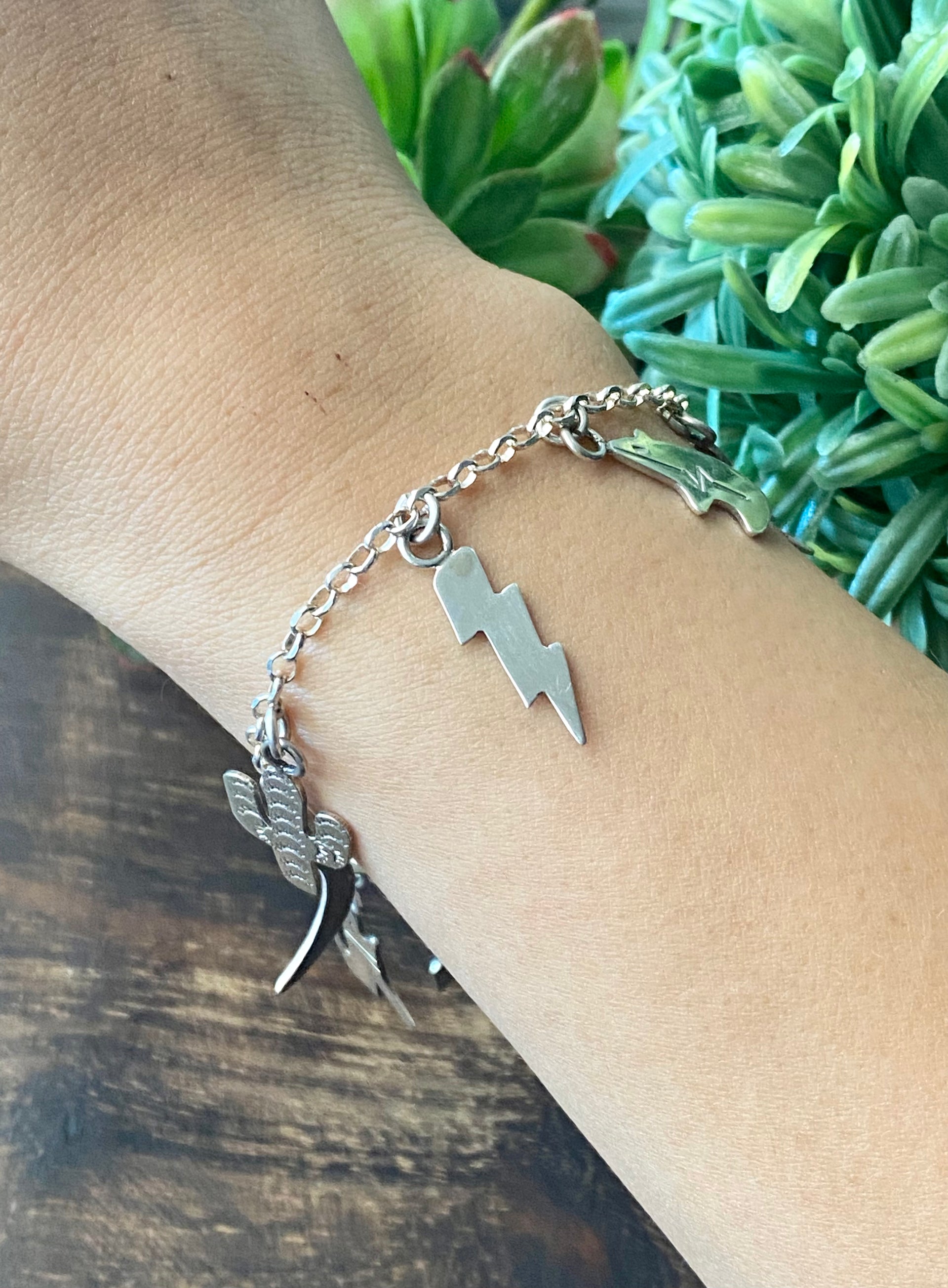 Navajo Made Sterling Silver Trinket Link Bracelet