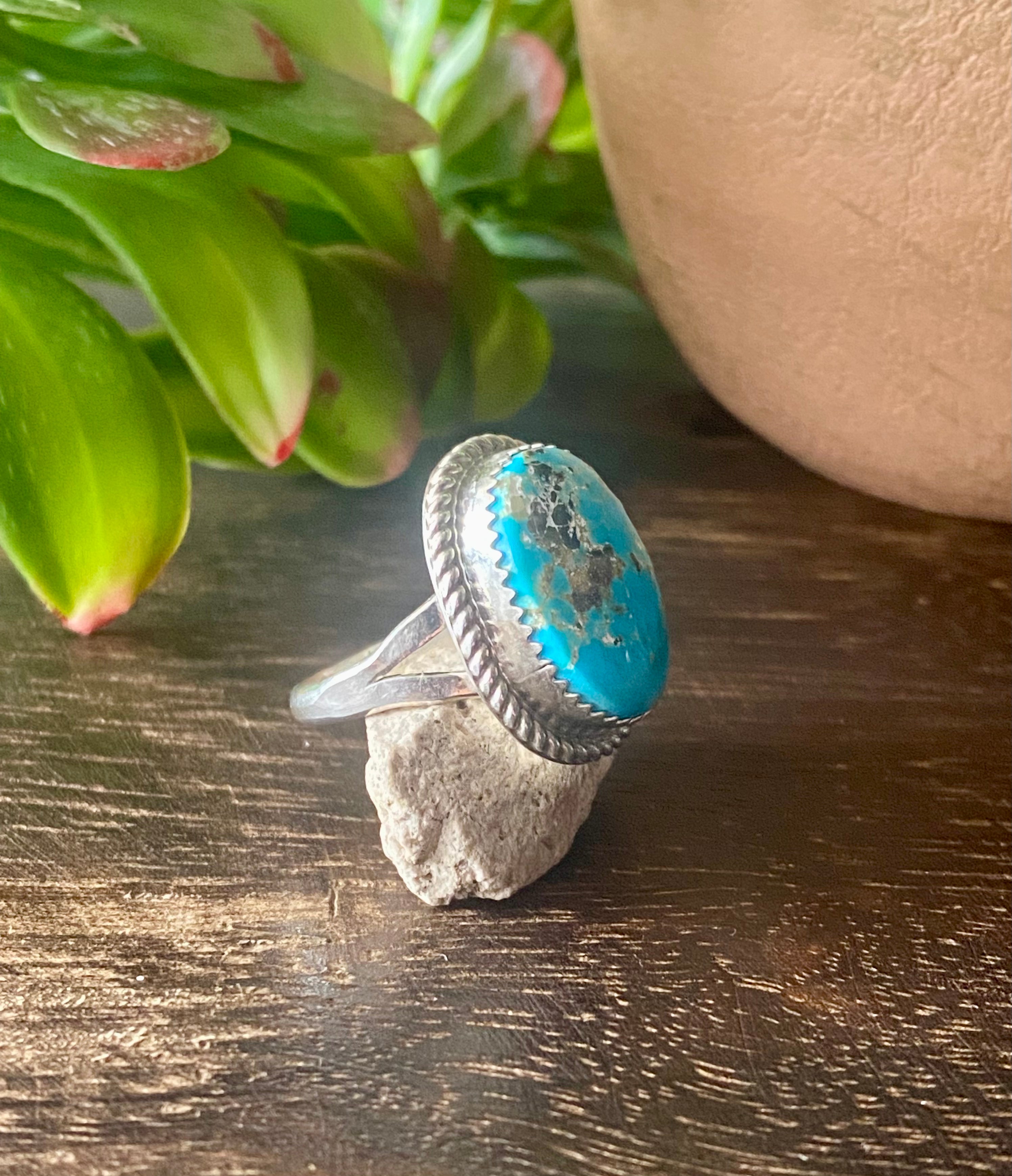 Reda Galvan South Hill Turquoise & Sterling Silver Ring Size 7.75