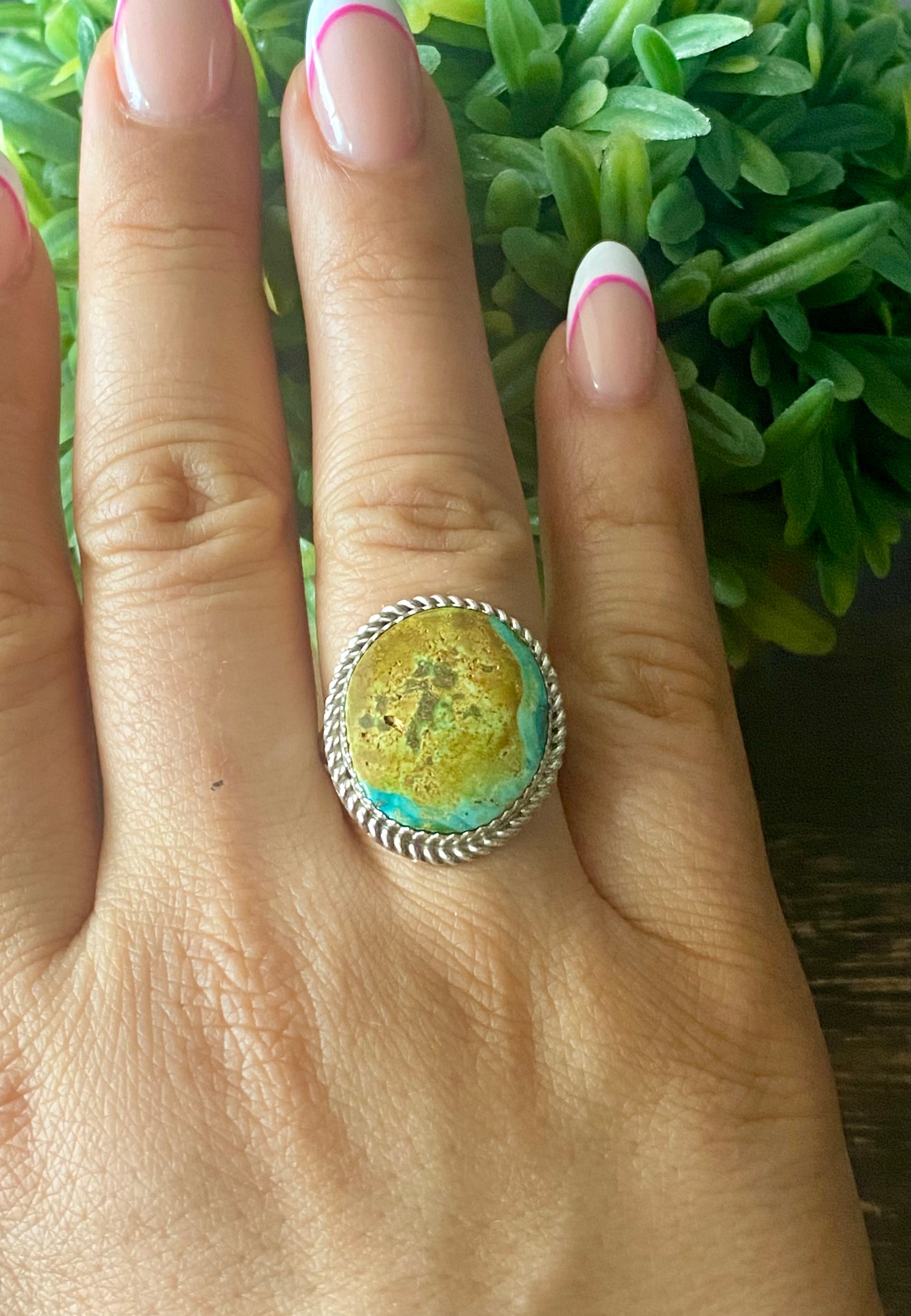 Reda Galvan Sonoran Mountain Turquoise & Sterling Silver Ring Size 9.5