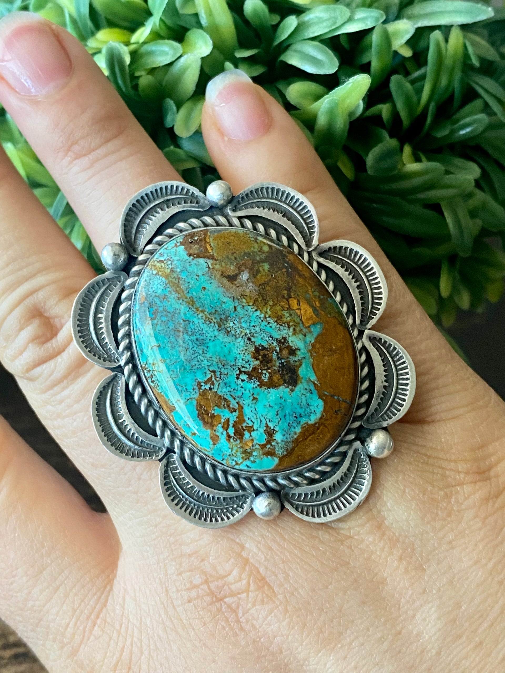 Alex Sanchez Royston Turquoise & Sterling Silver Ring Size 8.5