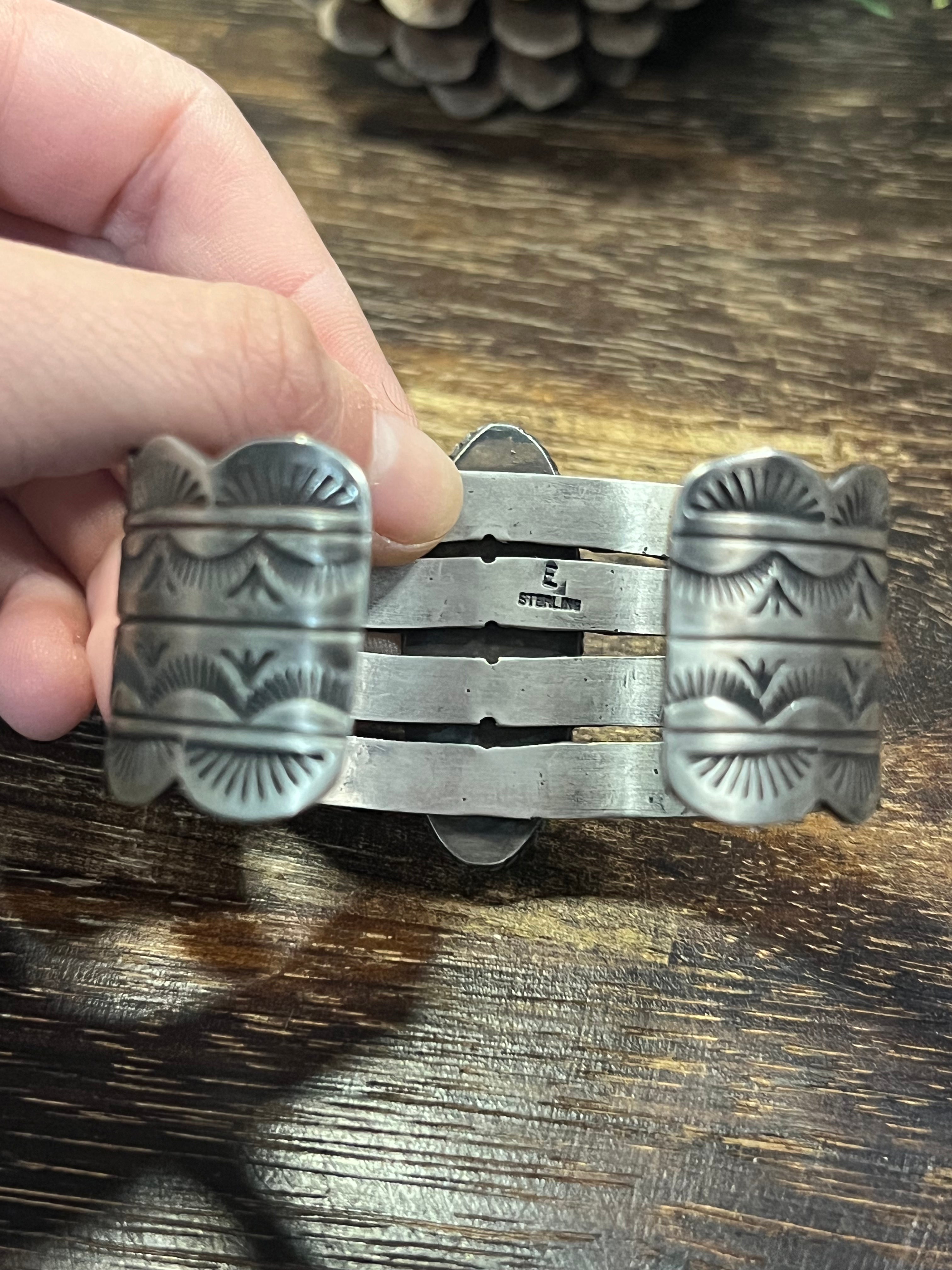 Navajo Made High Grade Kingman & Sterling Cuff Bracelet