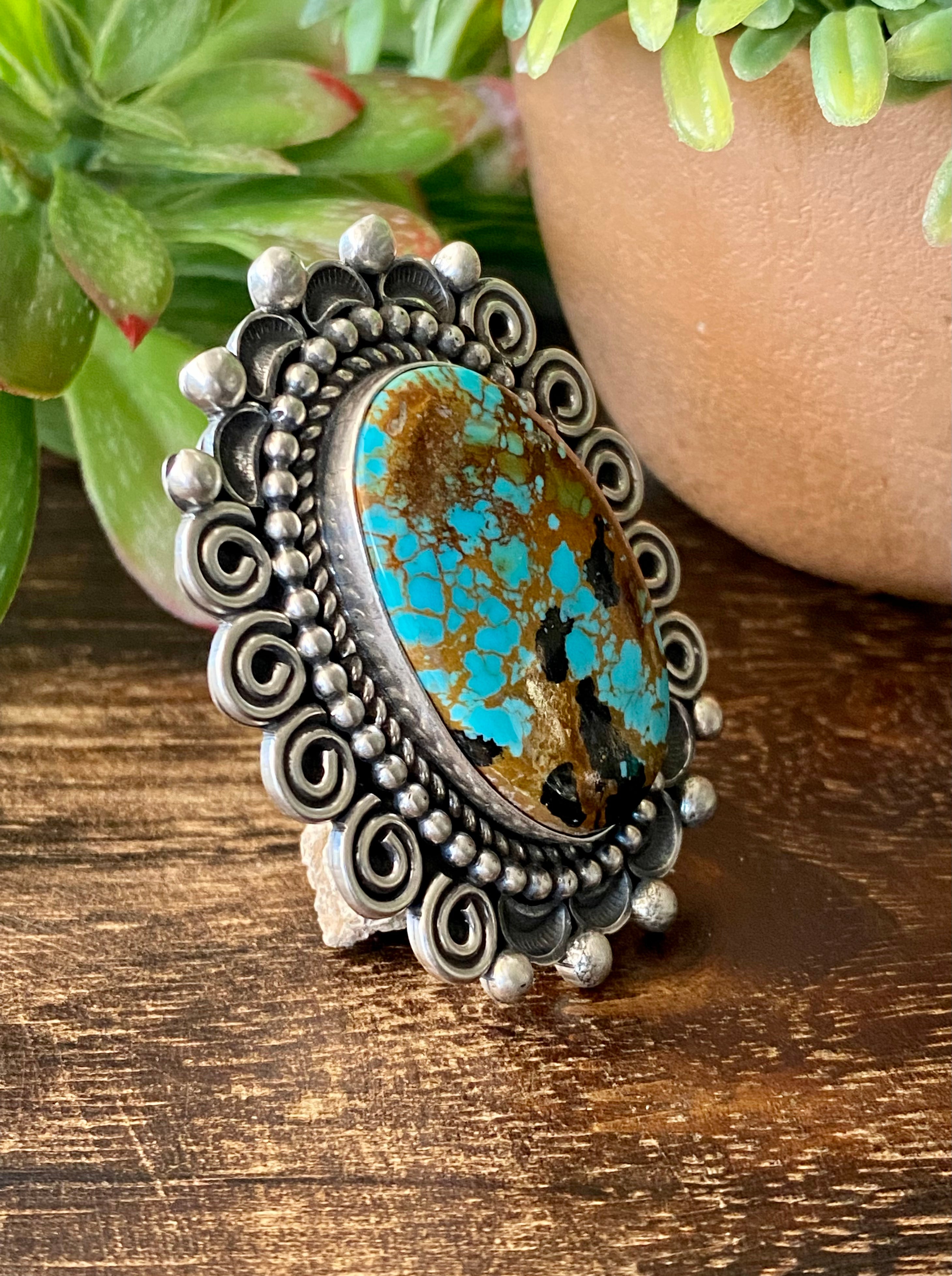 Alex Sanchez Kings Manassa Turquoise & Sterling Silver Ring Size 5.5