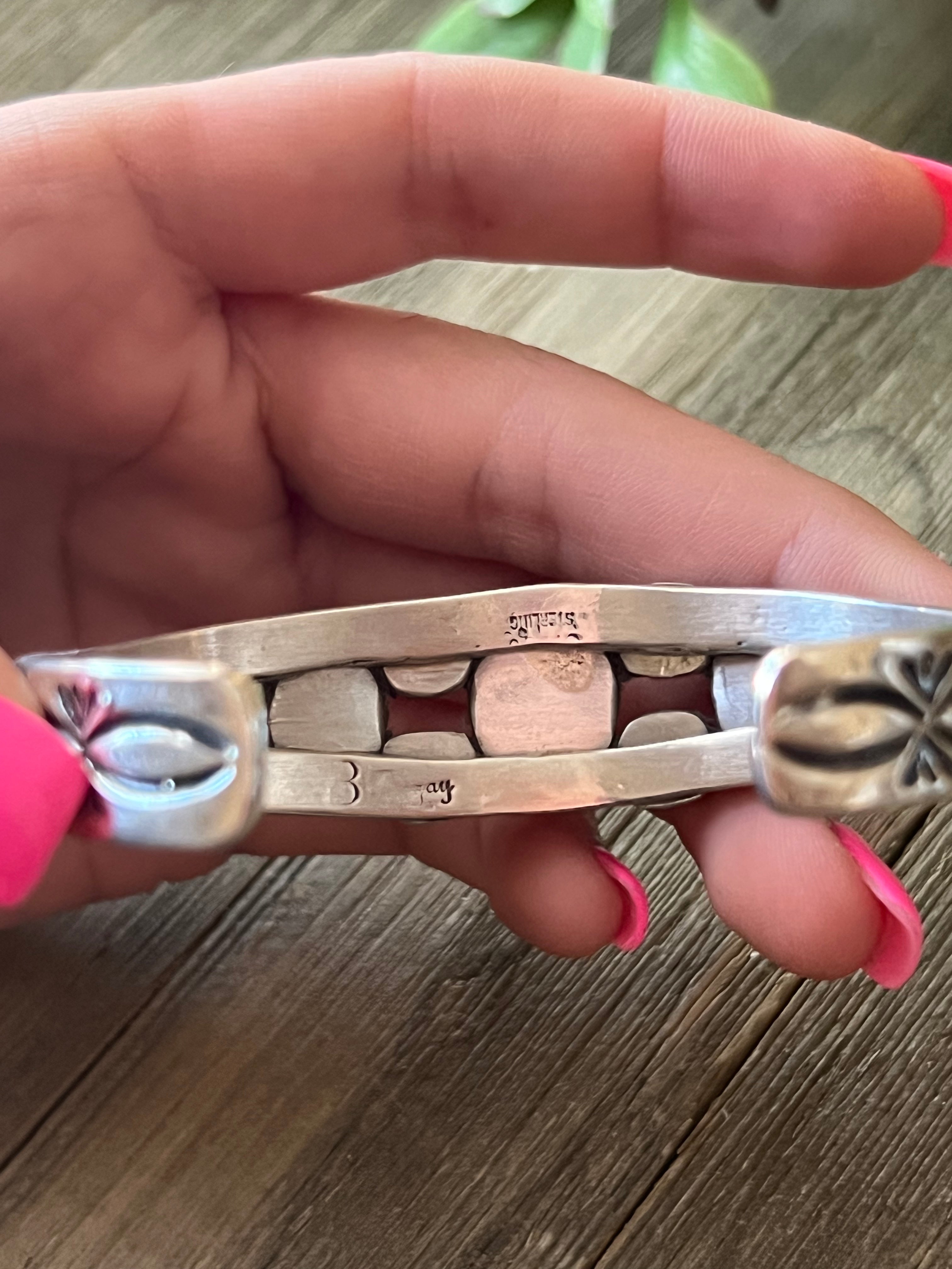 B Begay Mediterranean Coral & Sterling Silver Cuff Bracelet