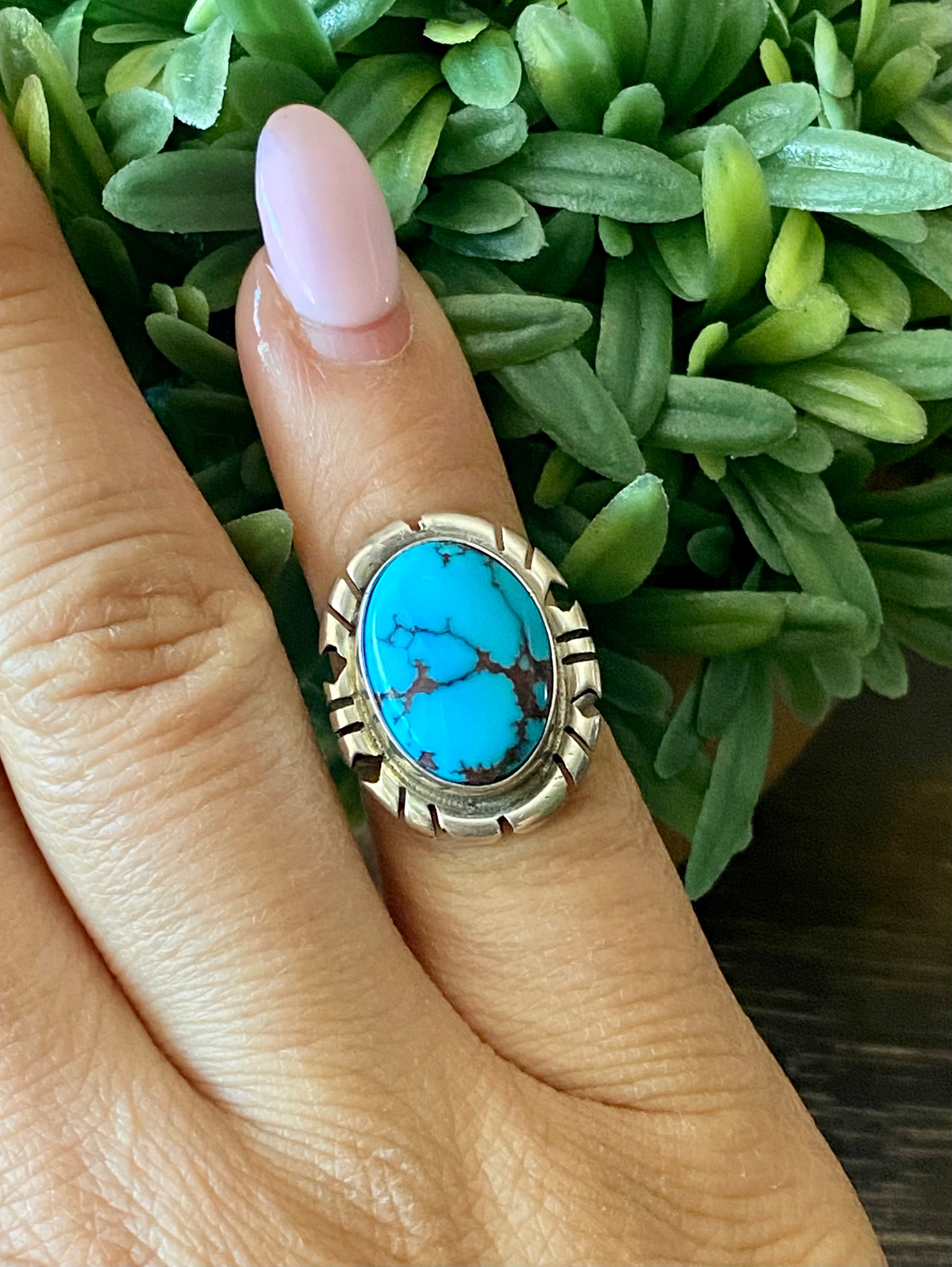Peggy Skeets Turquoise & Sterling Silver Ring Size 4.5