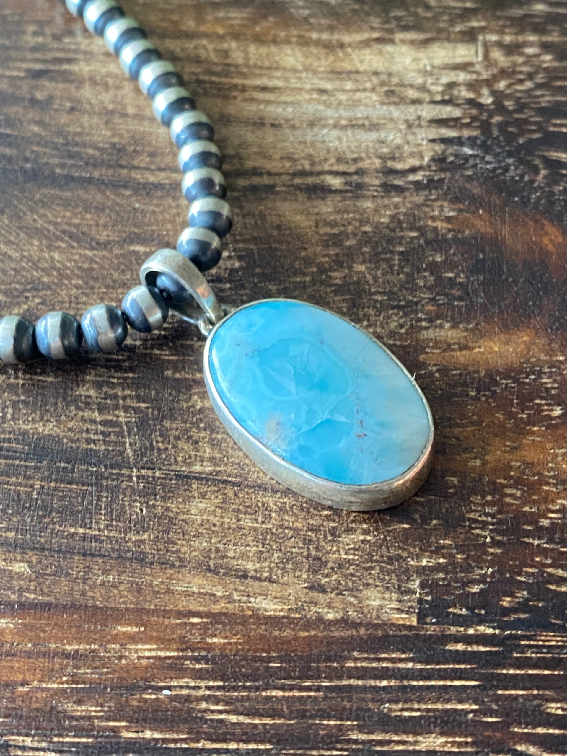 Southwest Larimar & Sterling Silver Pendant