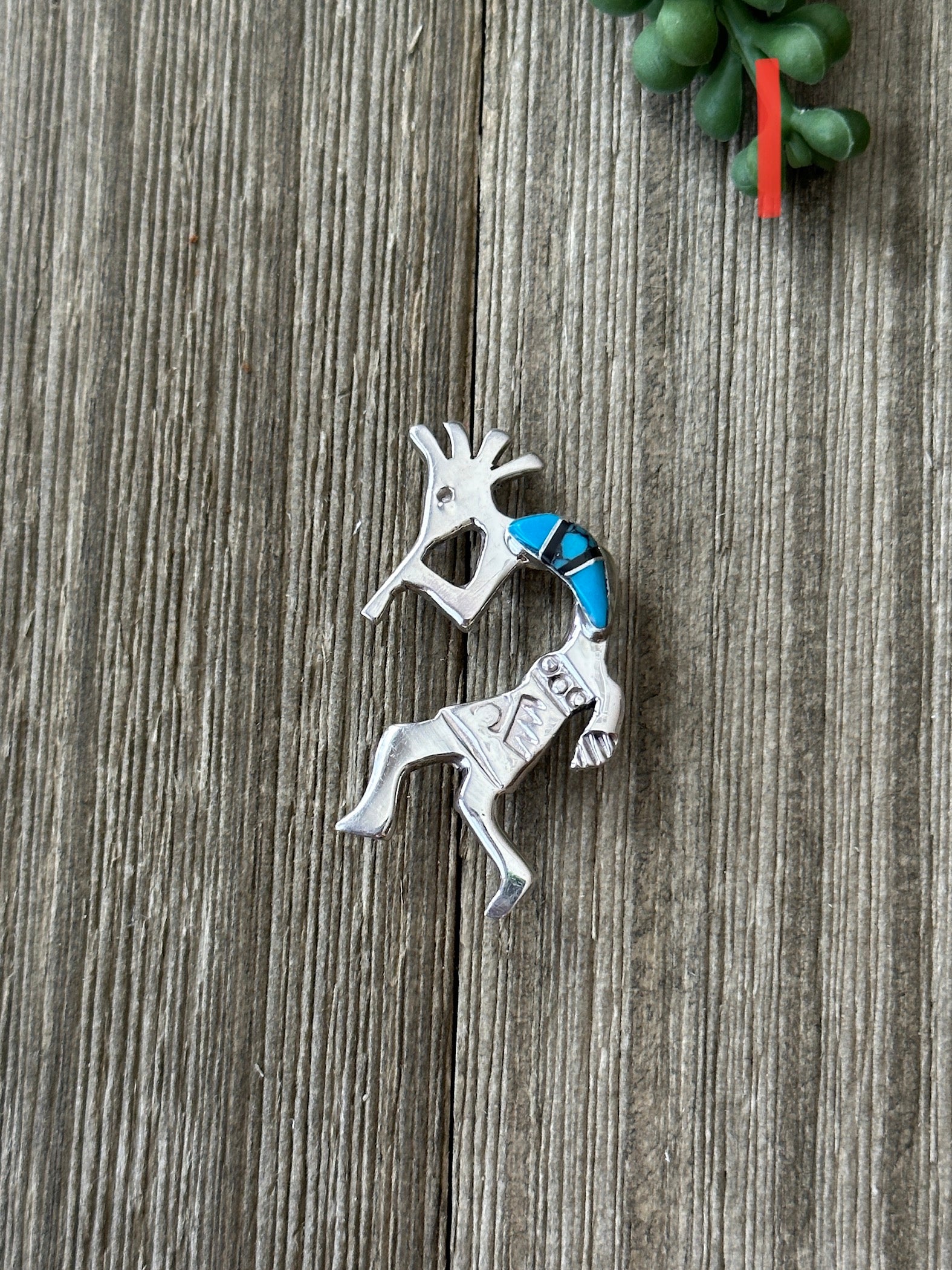 Navajo Made Multi Stone & Sterling Silver Inlay Pendant