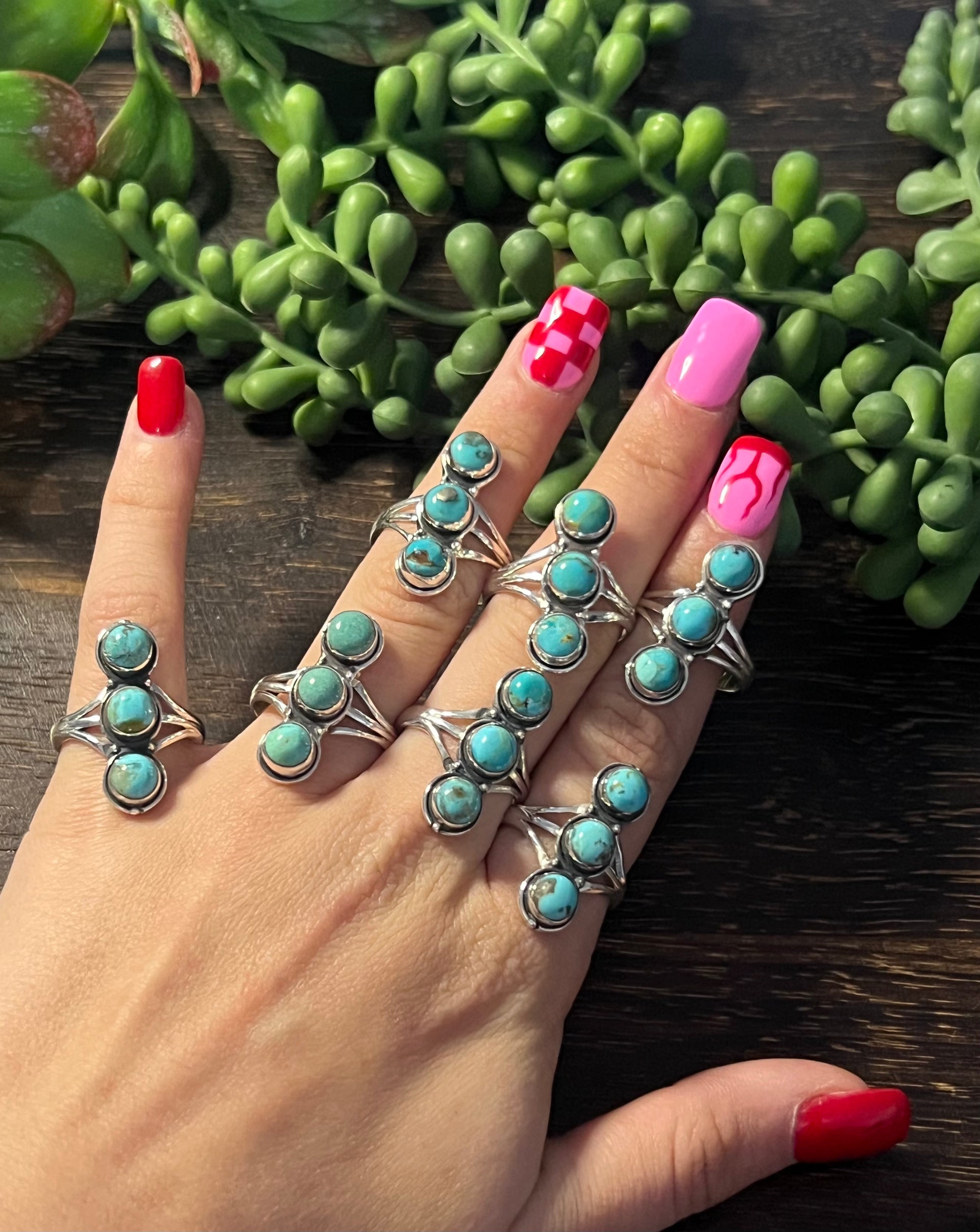Southwest Made Kingman Turquoise & Sterling Silver Climber Ring