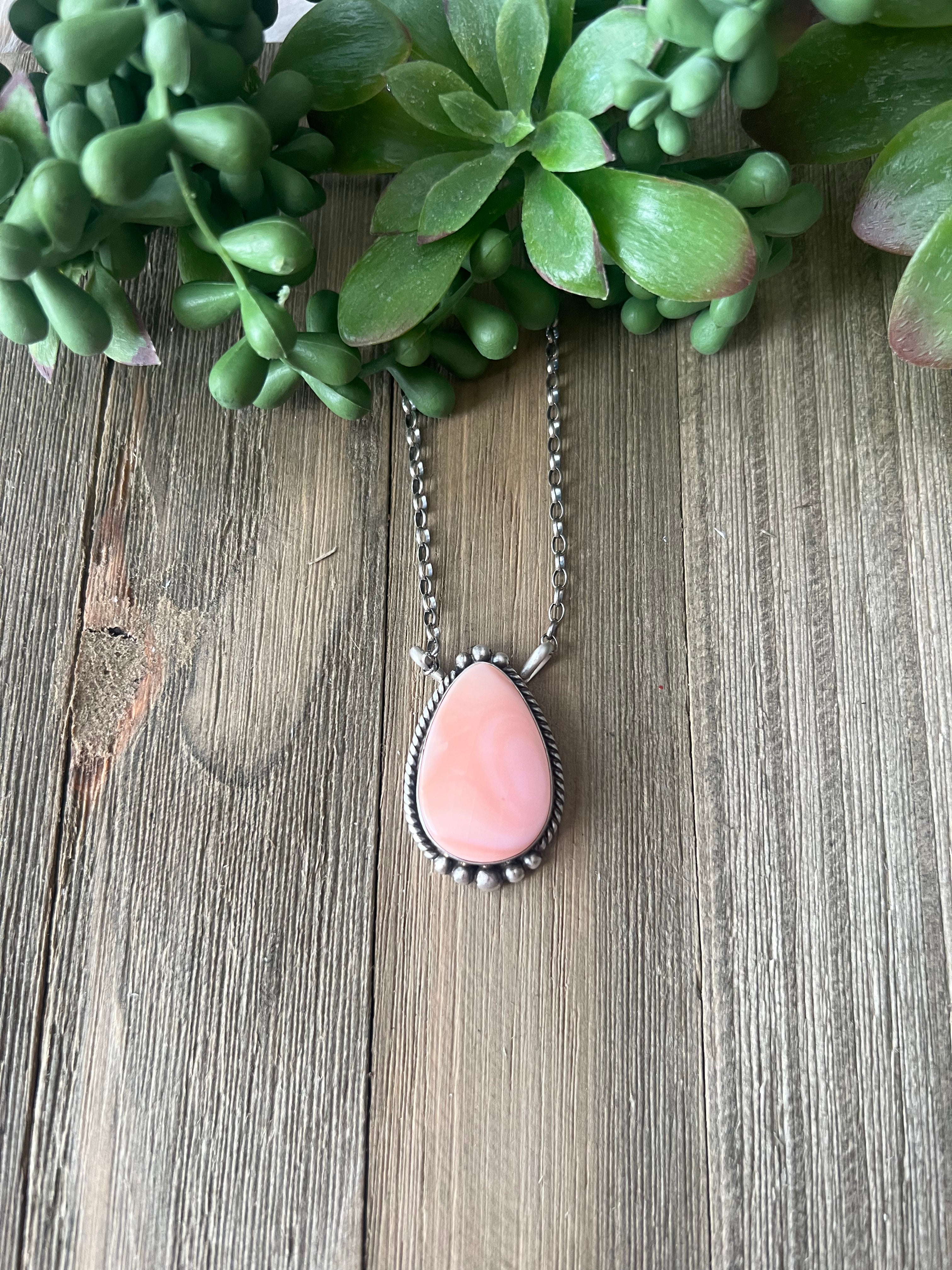 Alfred Martinez Pink Conch & Sterling Silver Necklace