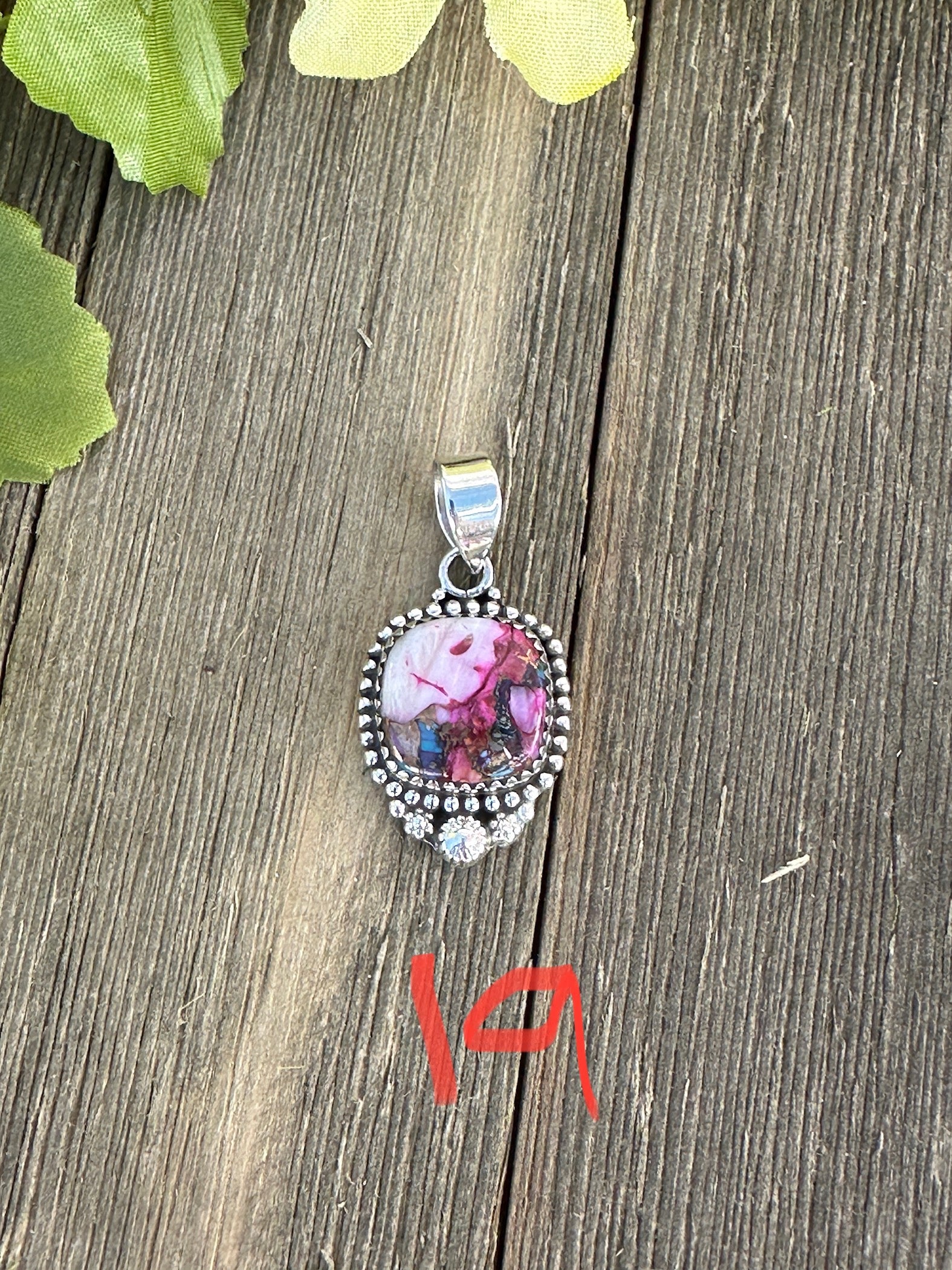 Southwest Pink Mohave Turquoise & Sterling Silver Pendant
