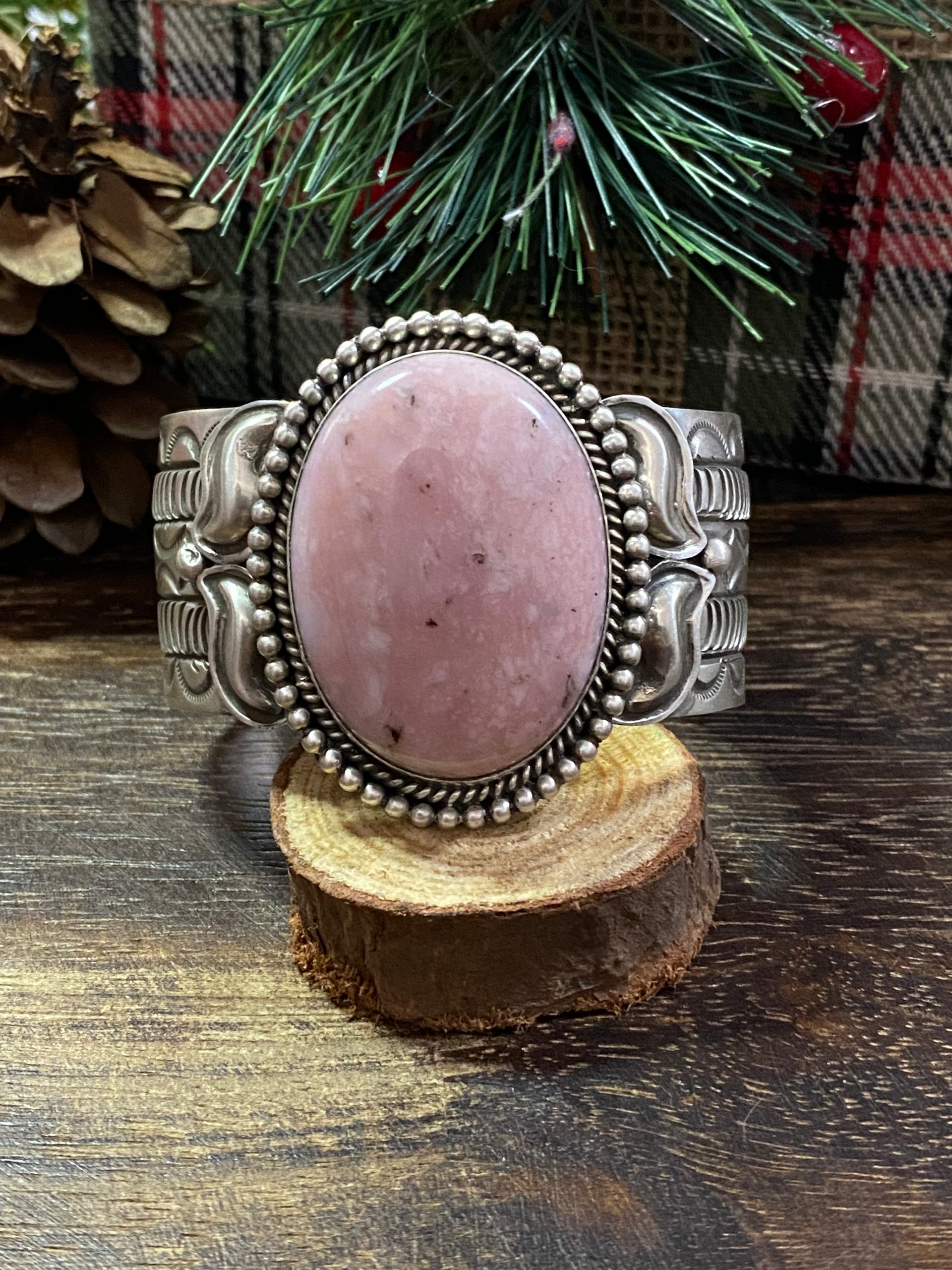 Alex Sanchez Pink Opal & Sterling Silver Cuff Bracelet