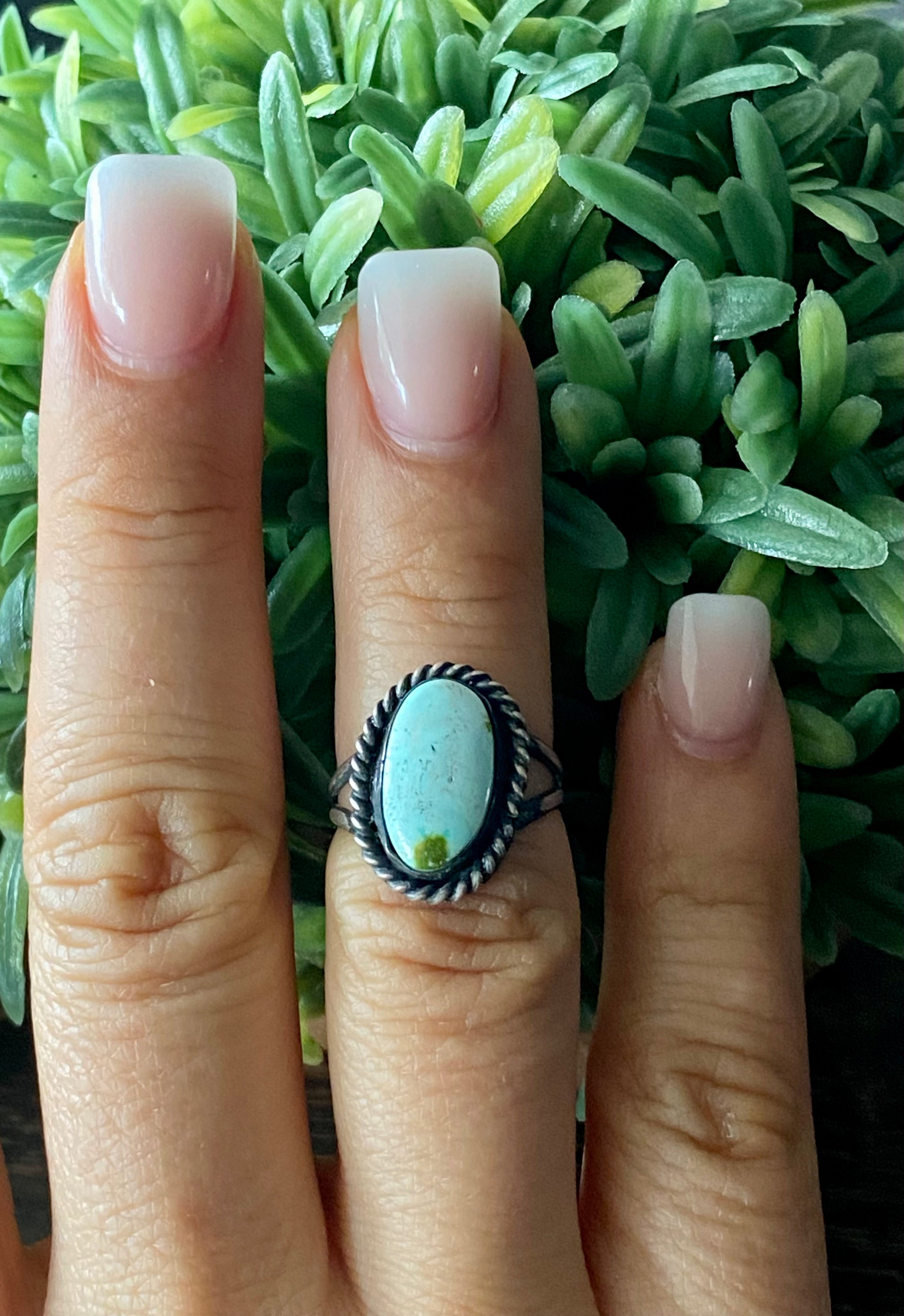 Navajo Made Sonoran Mountain Turquoise & Sterling Silver Ring Size 6