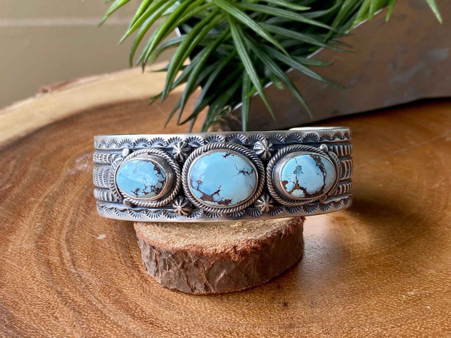 Jereme Delgarito Golden Hills Turquoise & Sterling Silver Cuff Bracelet