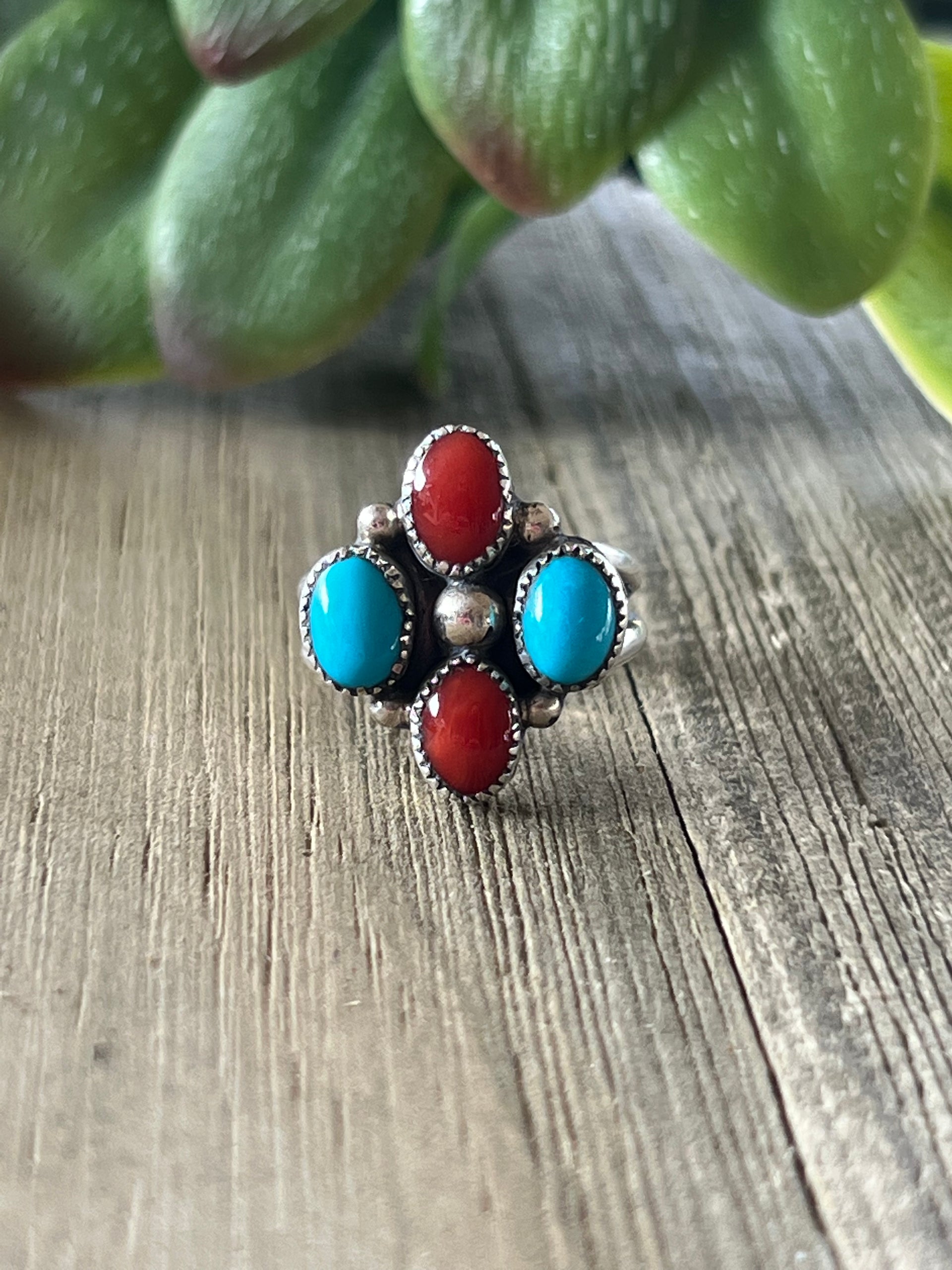 Navajo Made Multi Stone & Sterling Silver Ring