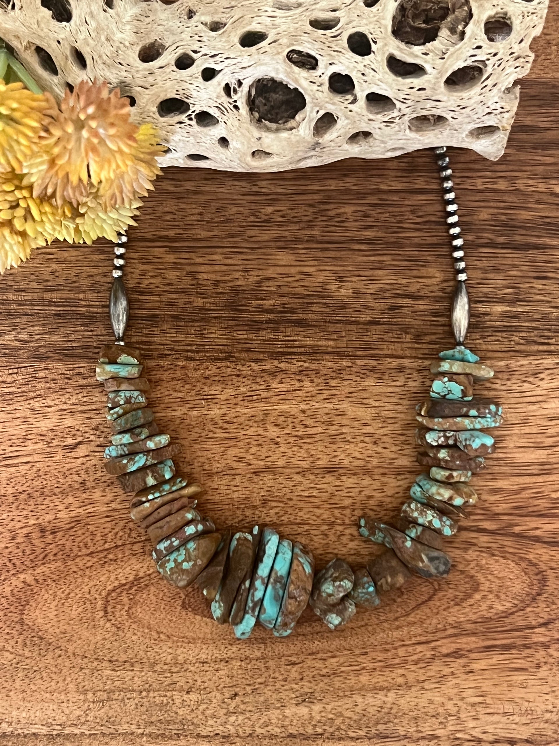 Navajo Made #8 Turquoise & Sterling Silver Necklace