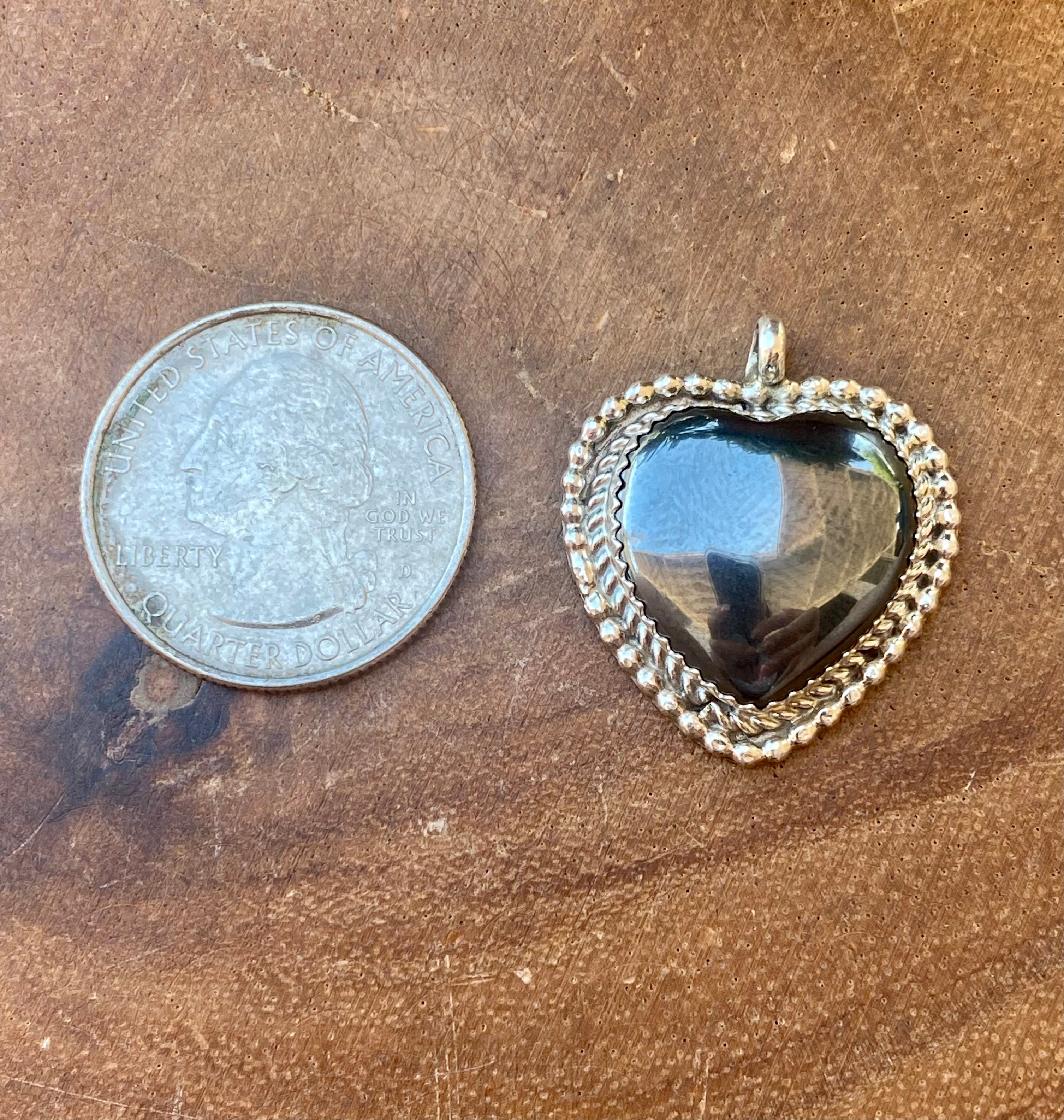 Reda Galvan Black Obsidian & Sterling Silver Heart Pendant