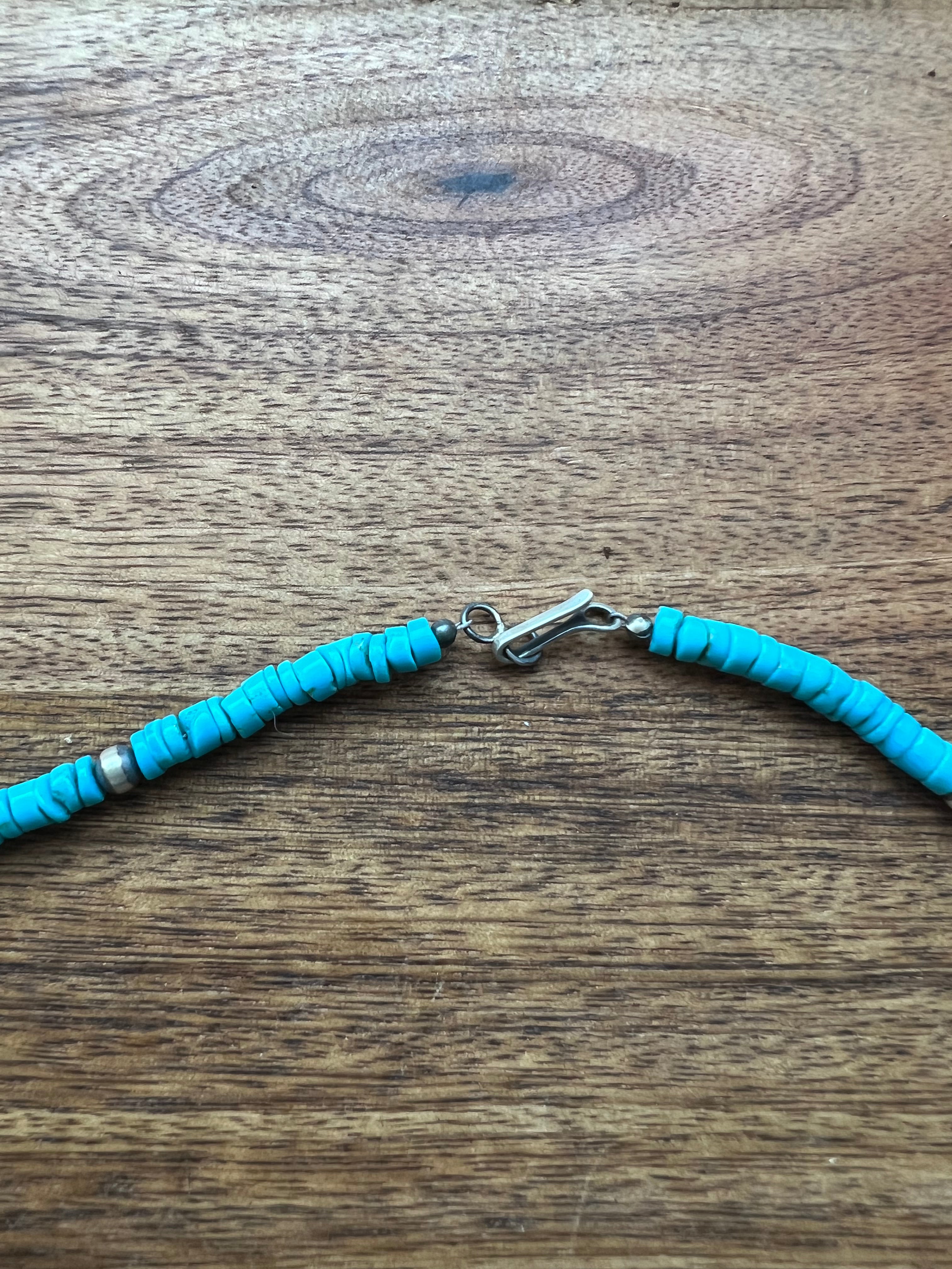 Navajo Strung Kingman Turquoise & Sterling Silver 6MM Pearl Necklace