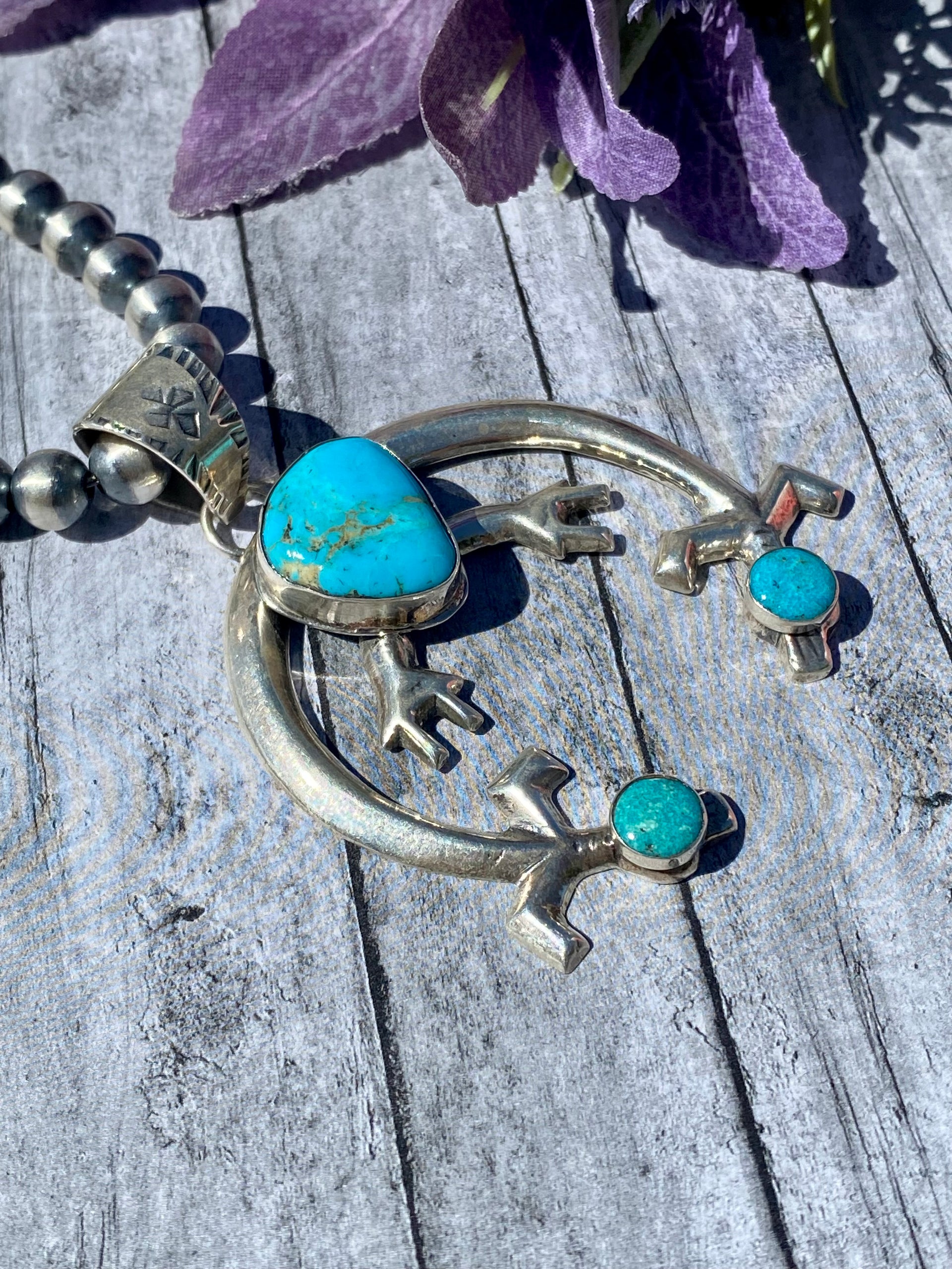 F. Charley Kingman Turquoise & Sterling Silver Naja Pendant