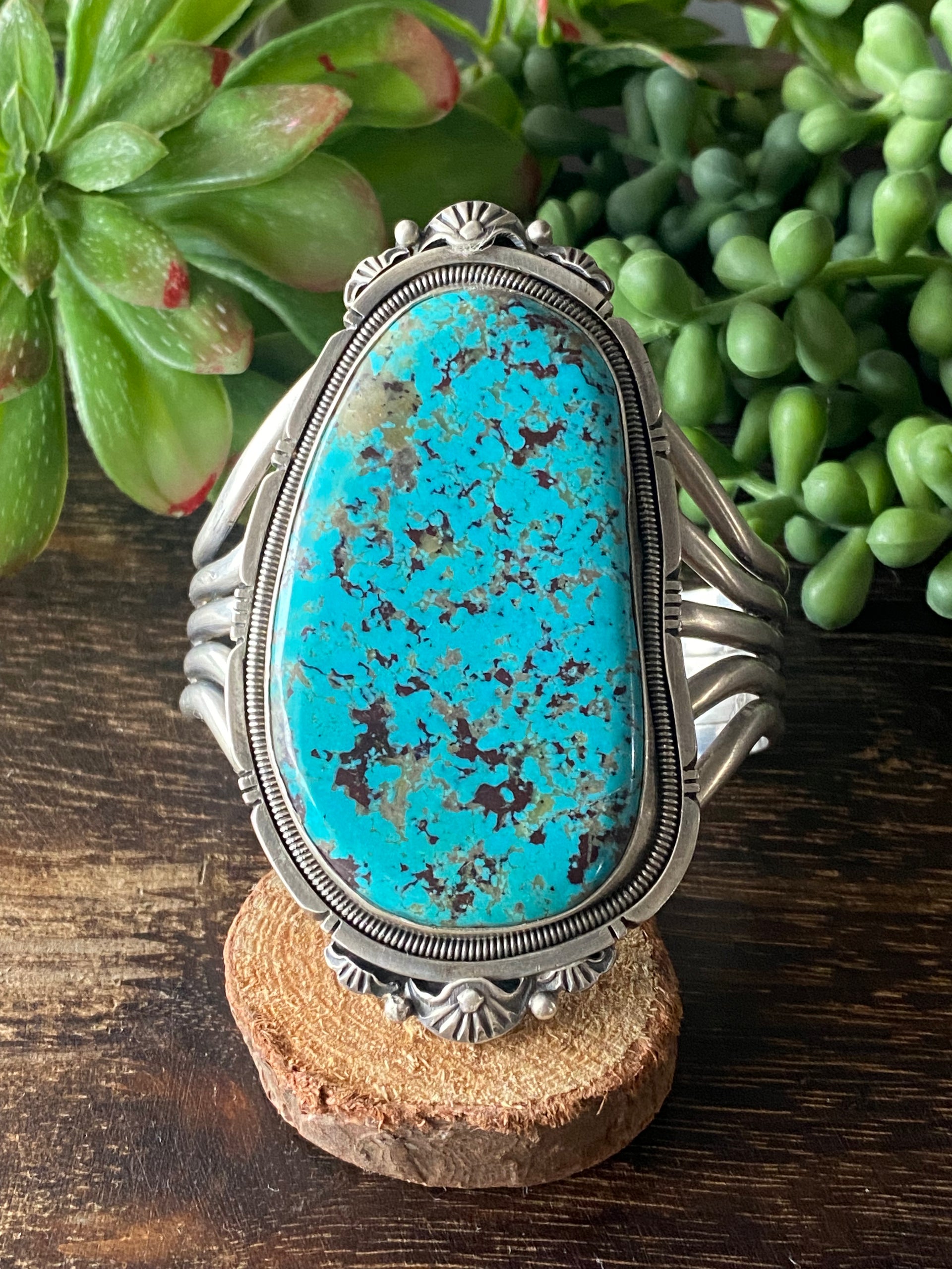 Wydell Billie Red Skin Turquoise & Sterling Silver Mega Cuff Bracelet