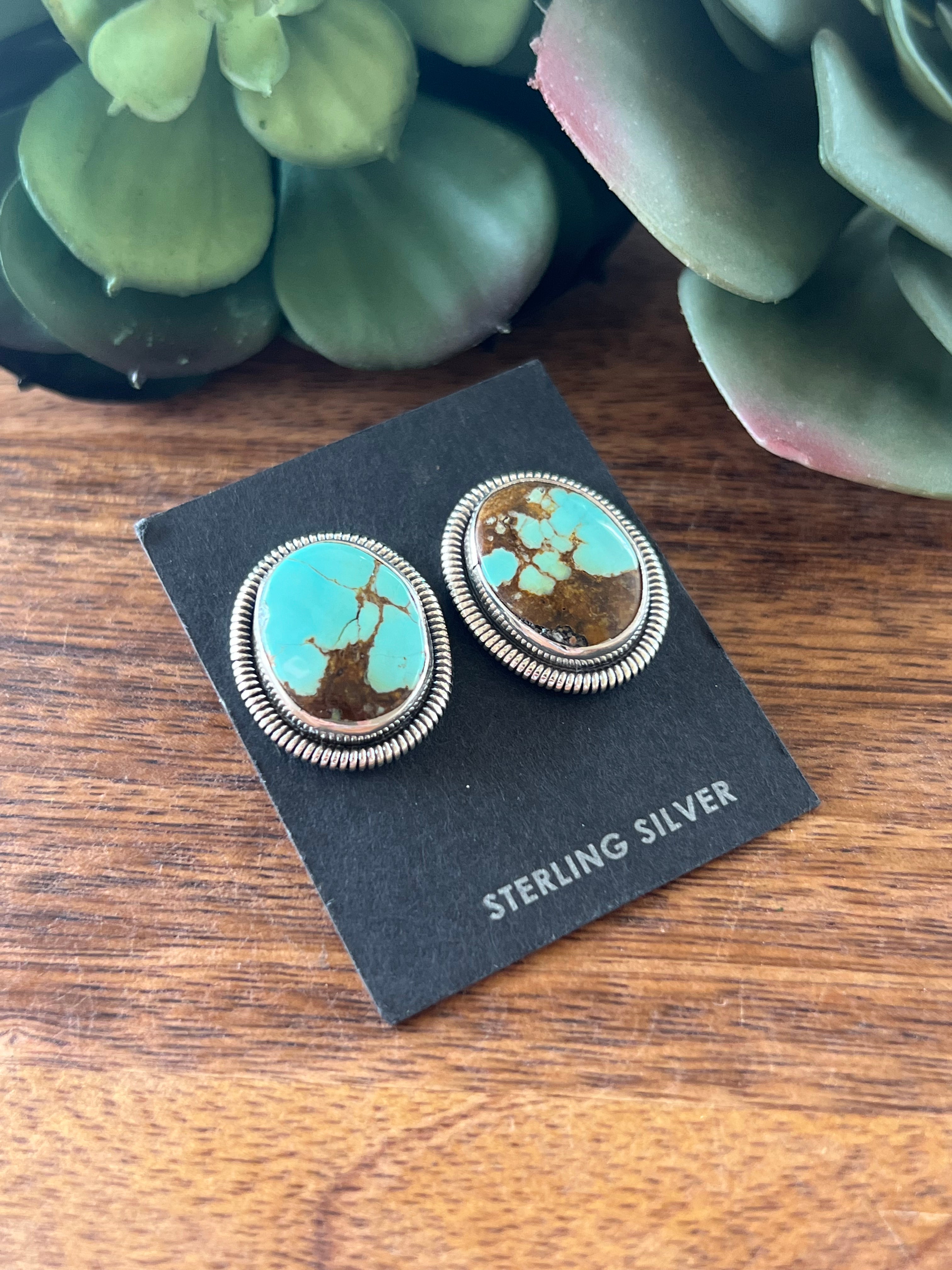 Wydelle Billie #8 Turquoise & Sterling Silver Post Earrings