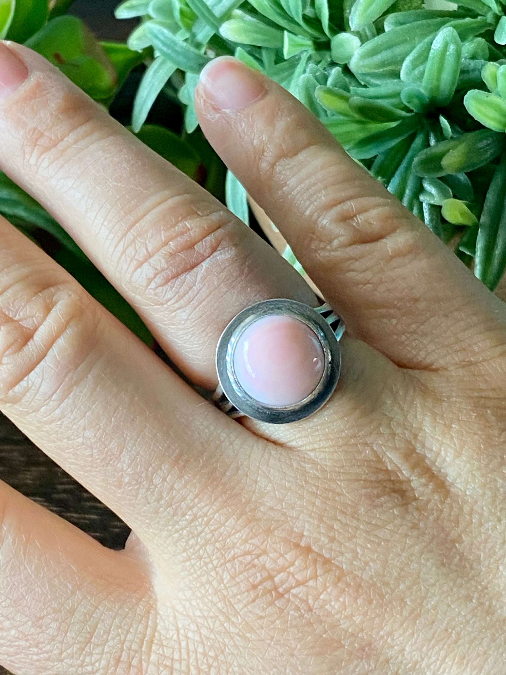 Navajo Made Pink Conch & Sterling Silver Rings