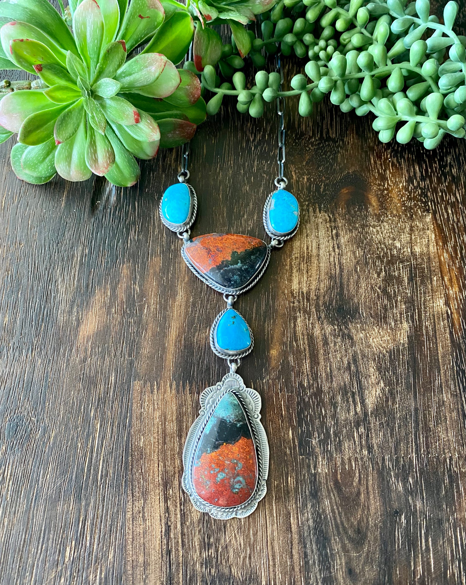 Boyd J Ashley Kingman Turquoise & Jasper Sterling Silver Necklace