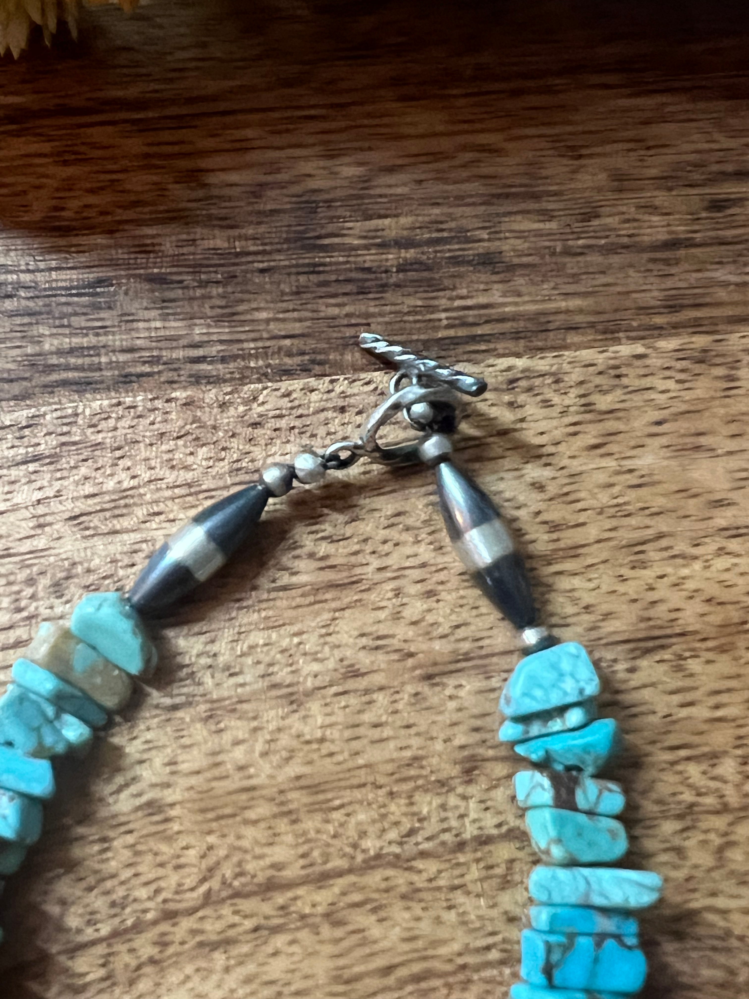 Navajo Made #8 Turquoise & Sterling Silver Bracelet