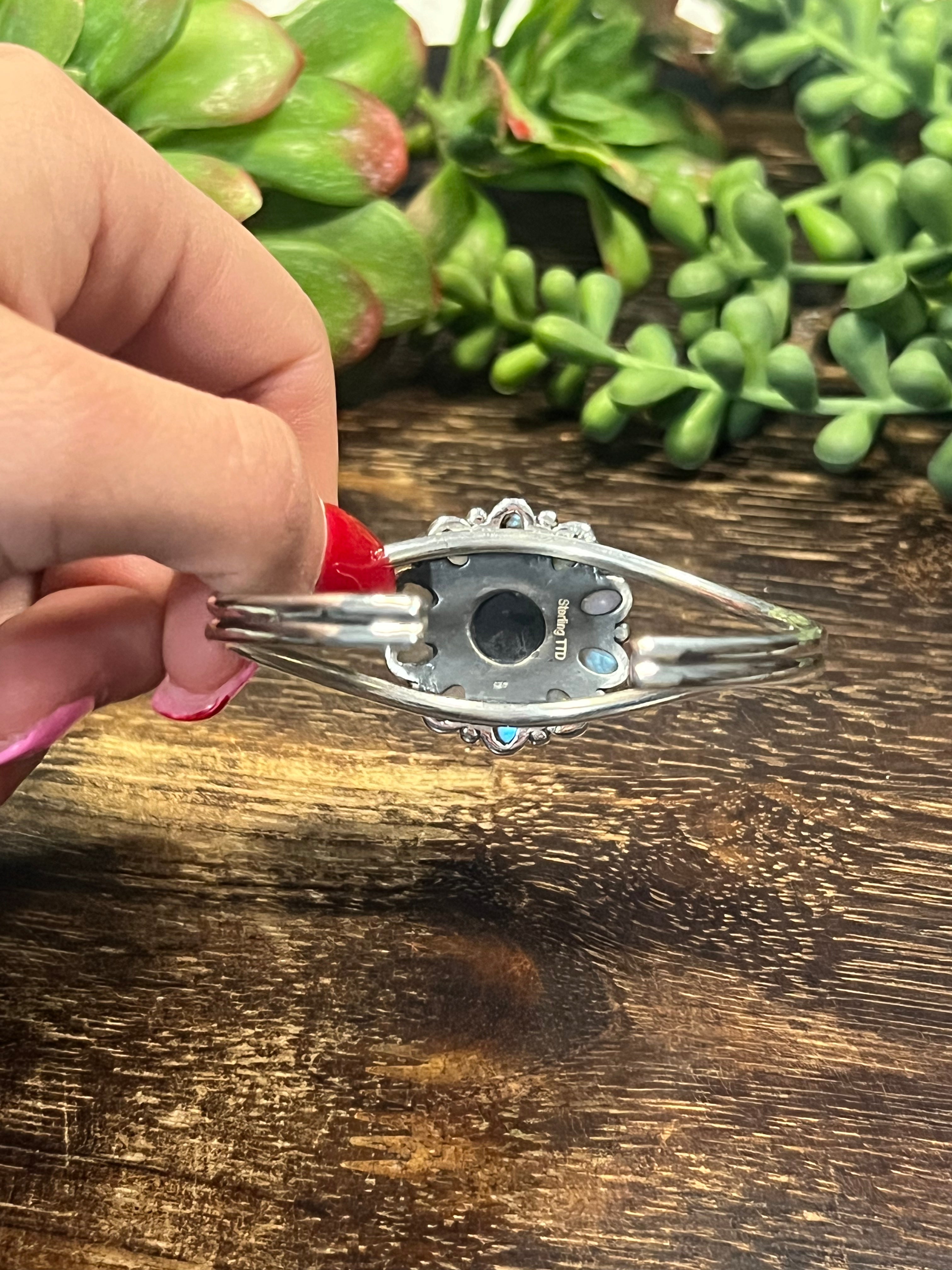 Southwest Made Multi Stone & Sterling Silver Cuff Bracelet