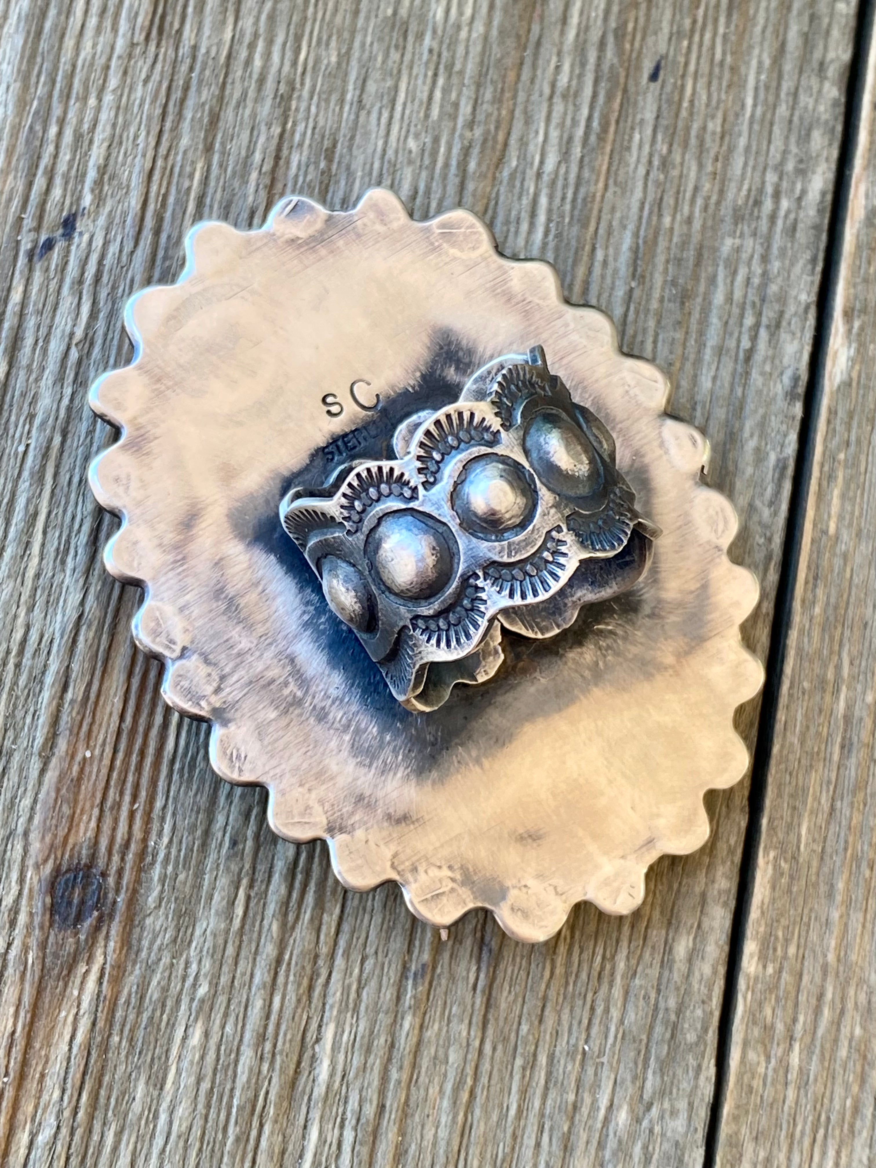 Shawn Cayatineto Spiny Oyster & Sterling Silver Ring Size 9.5