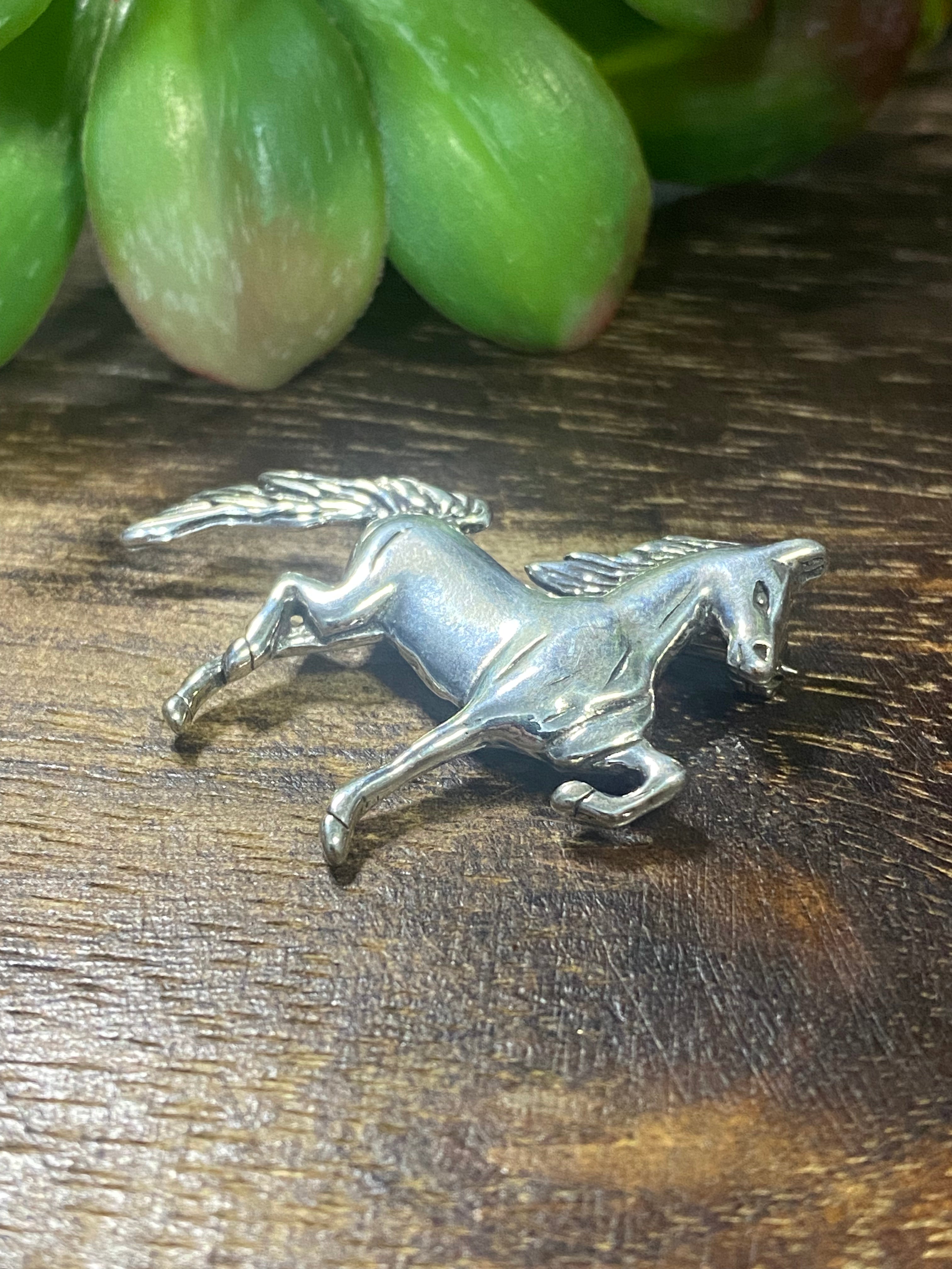 Navajo Made Sterling Silver Horse Pin