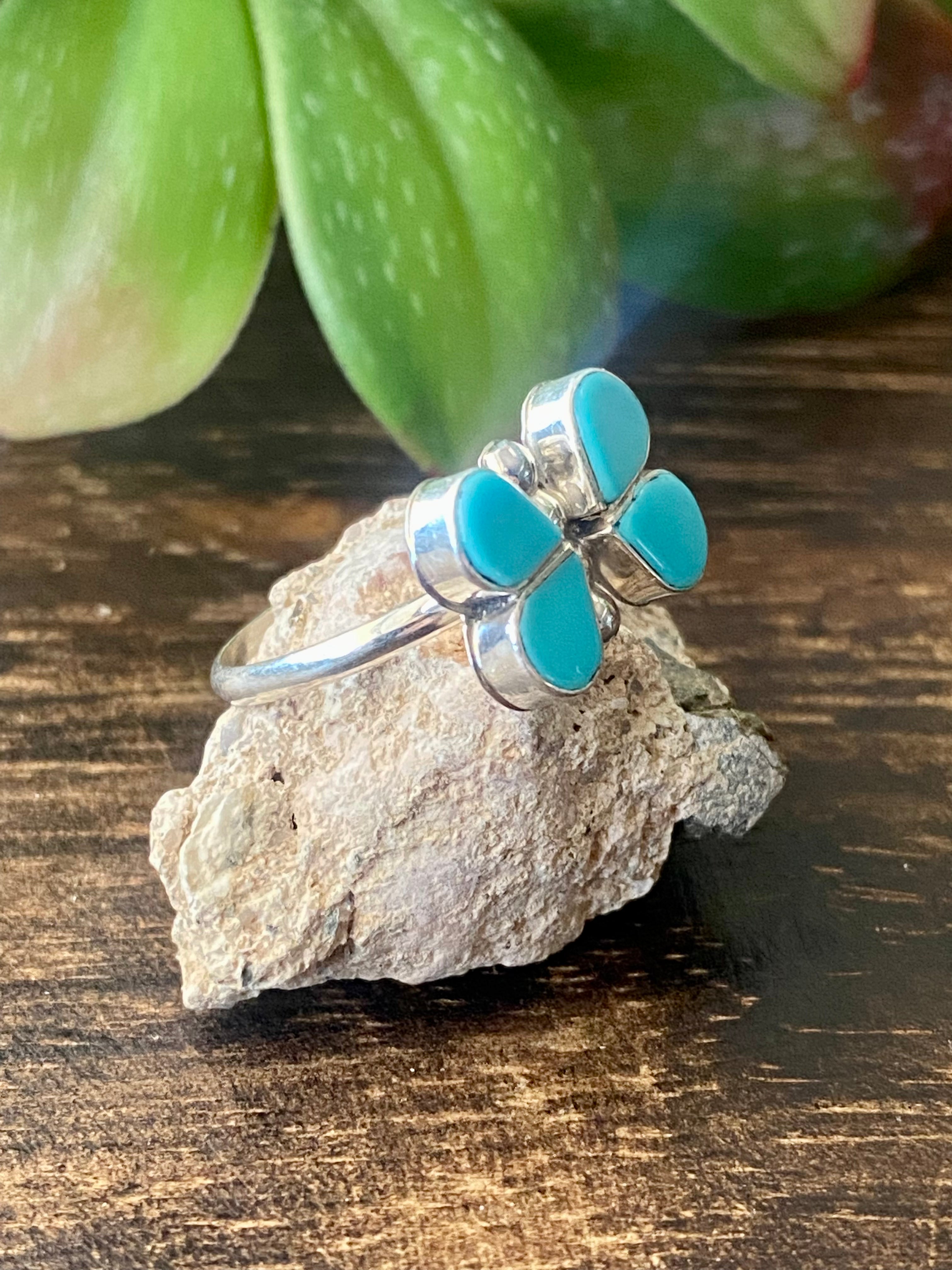 Swain Charlie Turquoise & Sterling Silver Butterfly Ring Size 6.75