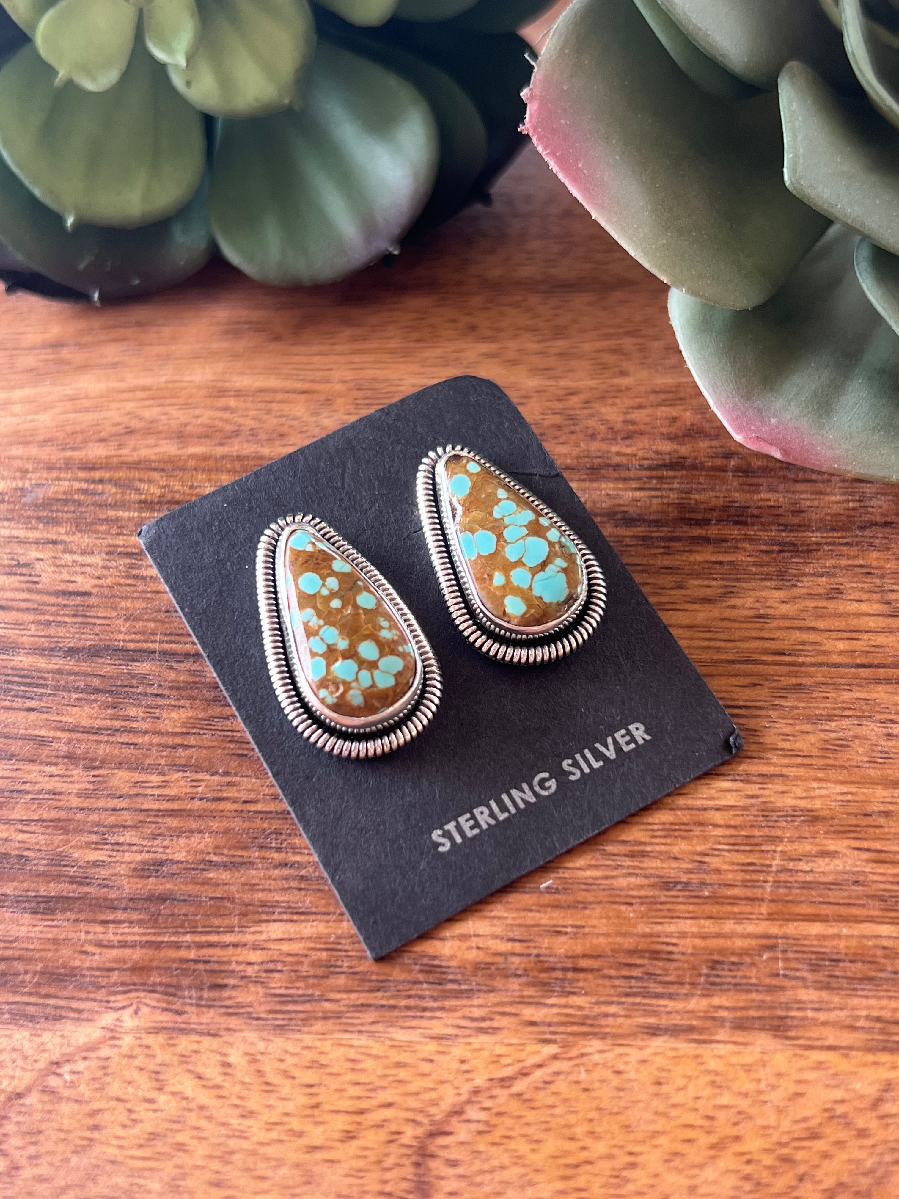 Wydelle Billie #8 Turquoise & Sterling Silver Post Earrings