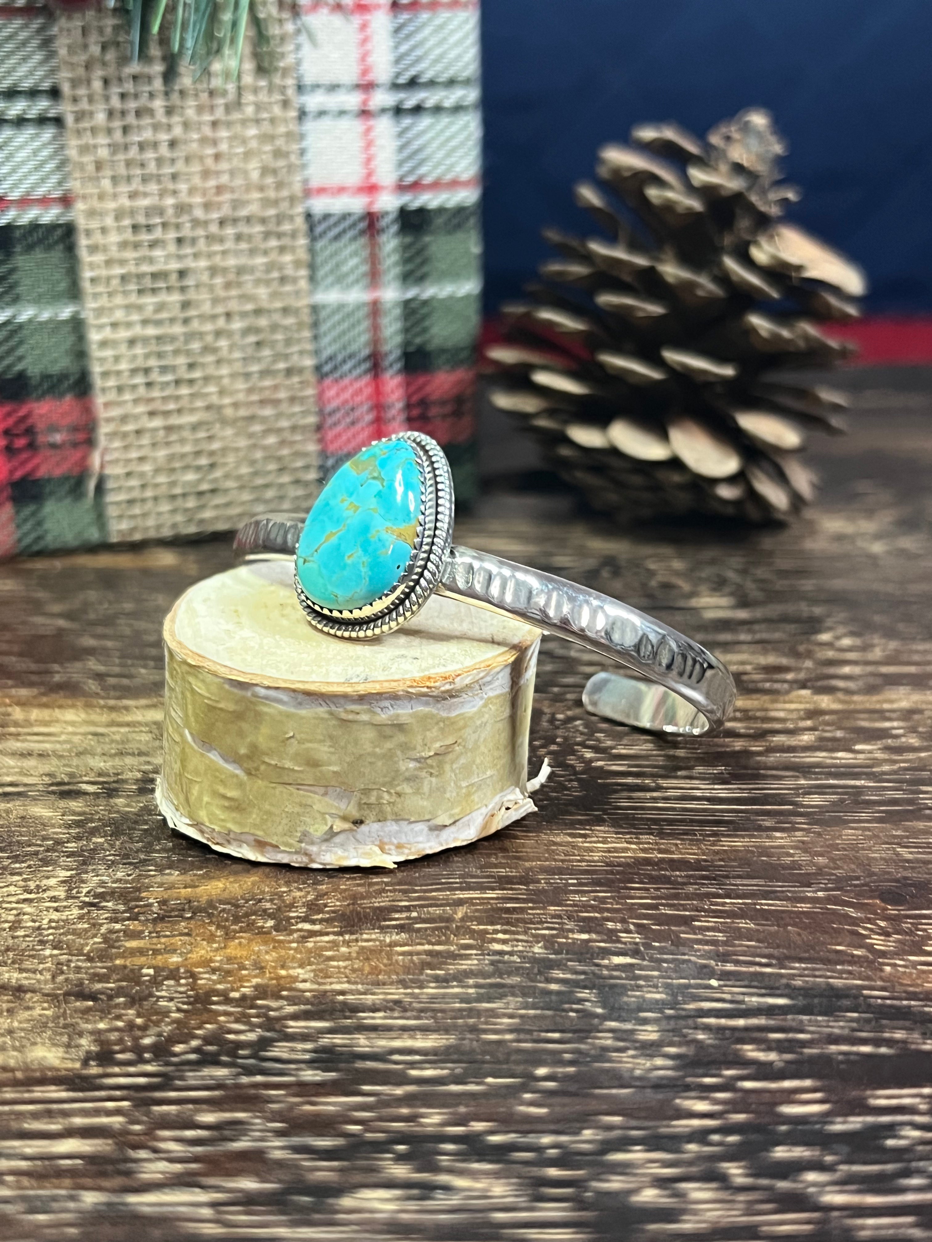 #19 Southwest Made Kingman Turquoise & Sterling Silver Cuff Bracelet